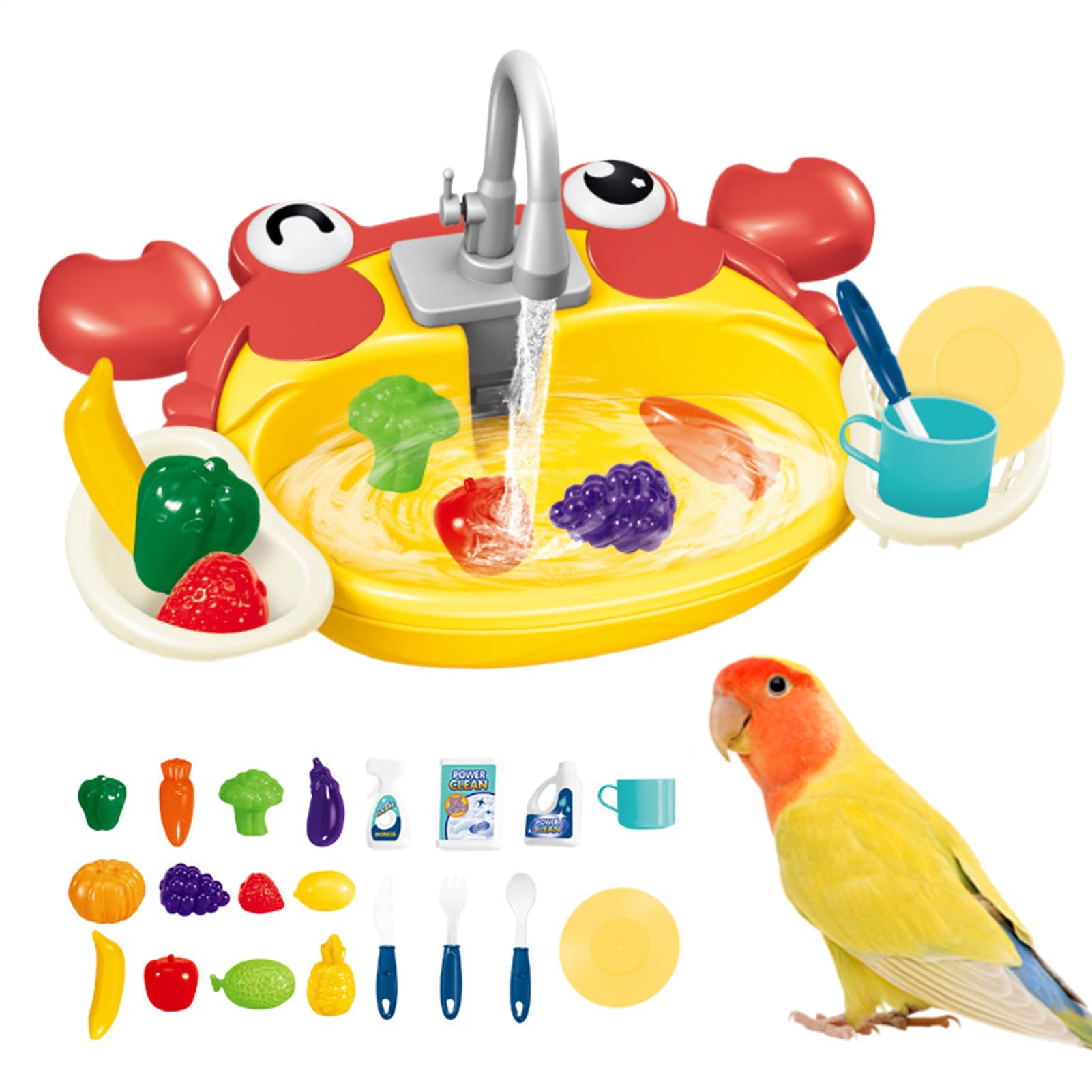 Bañera automática para pájaros y loros con grifo eléctrico de 40 cm