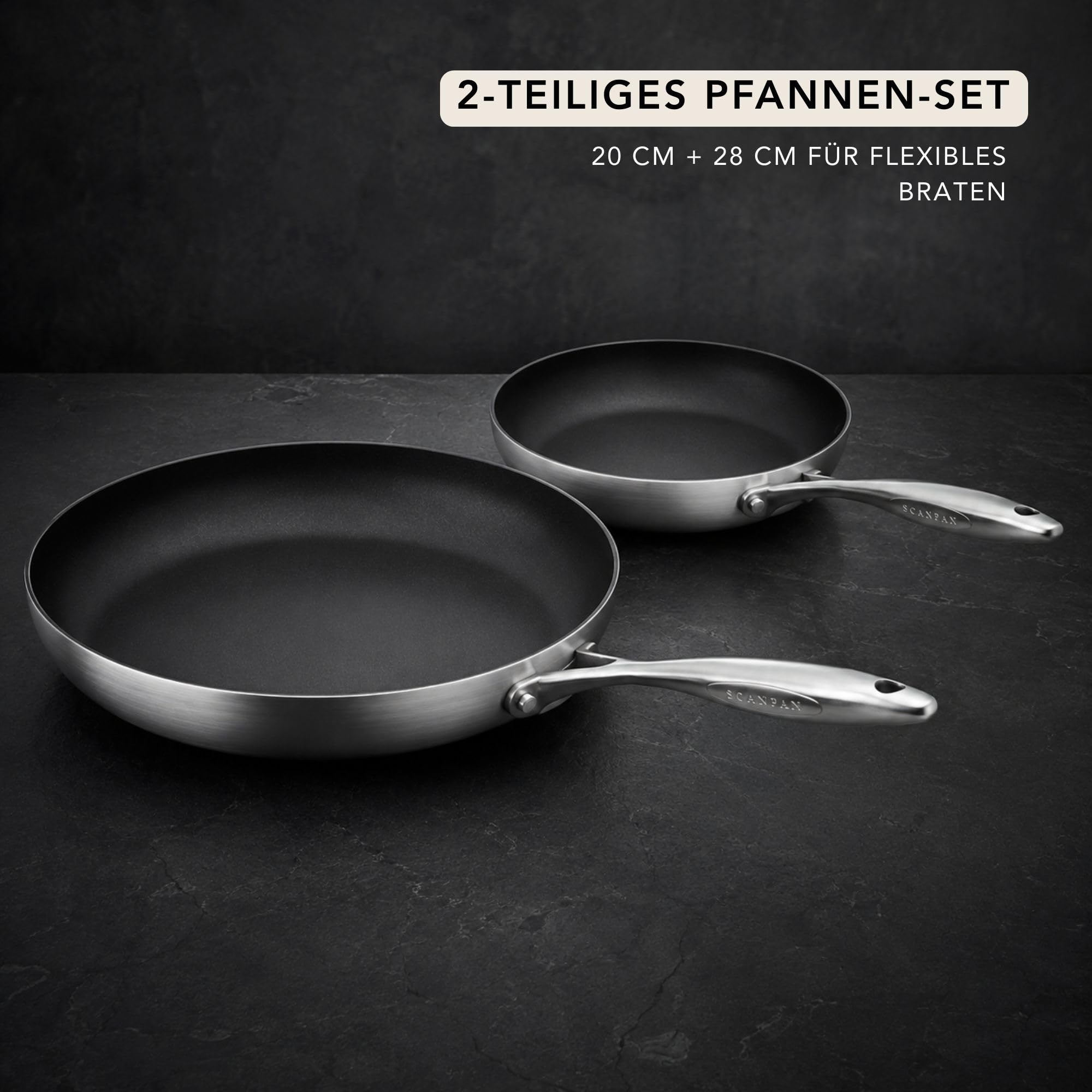 SCANPAN CTX Pfannen-Set 2-tlg., 20 + 28 cm, Induktion, 5-Schicht, Ofenfest