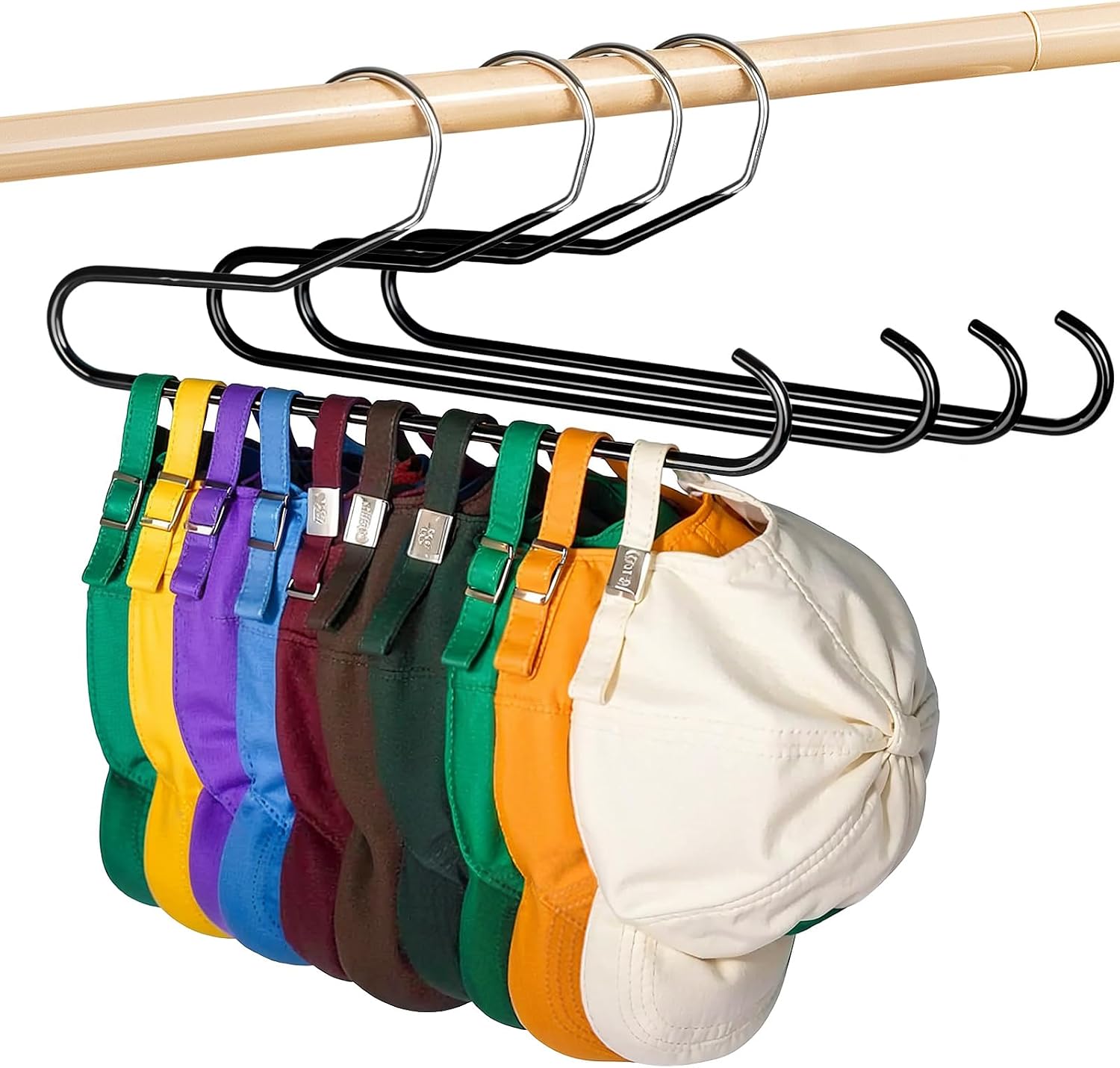 Hat Storage Organizer for Baseball Caps Hat Rack Black 4 Pack