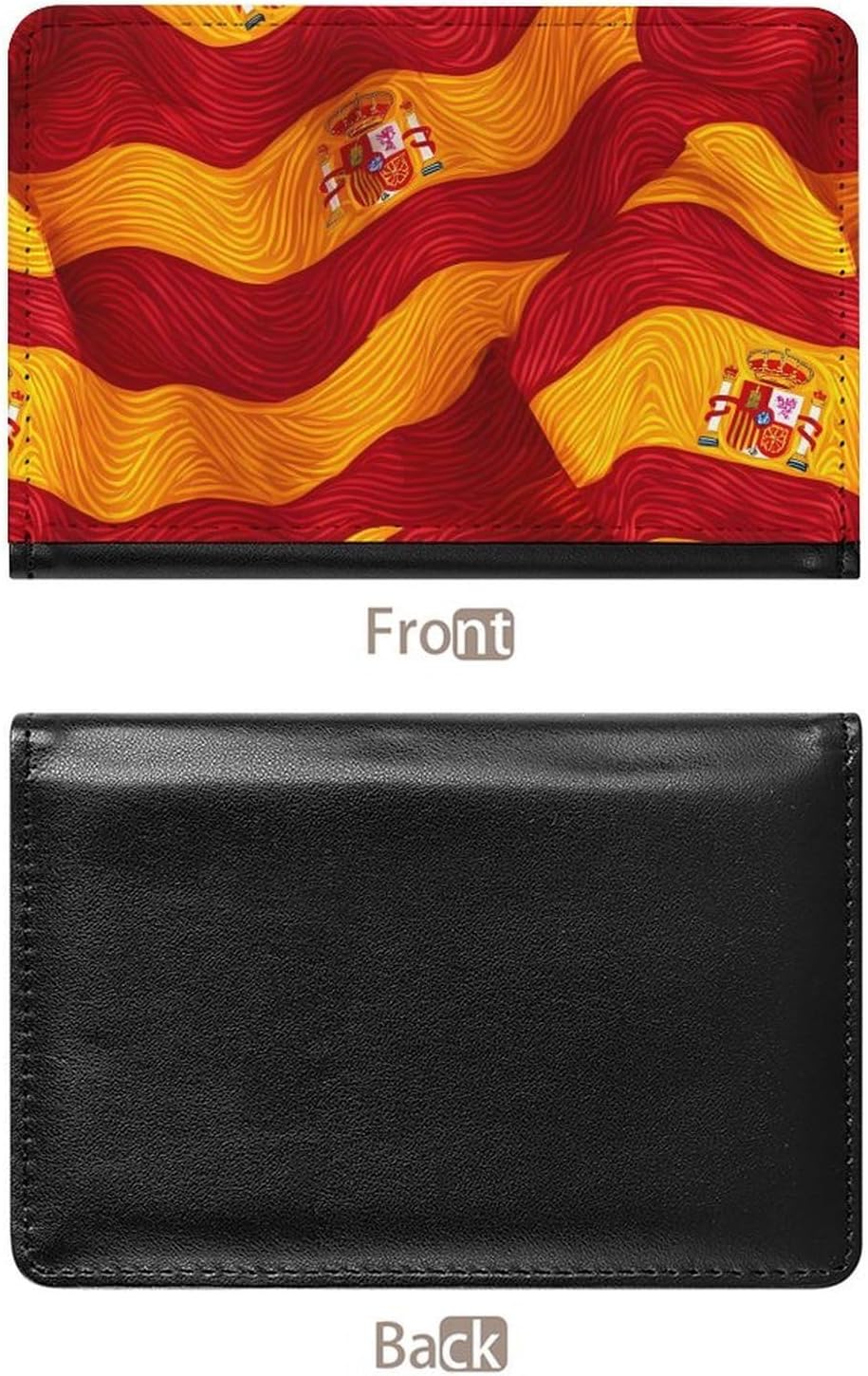 Waving Spain Flag Funny Passport Holder Slim Travel Wallet Passports Cover Card Case with Slot