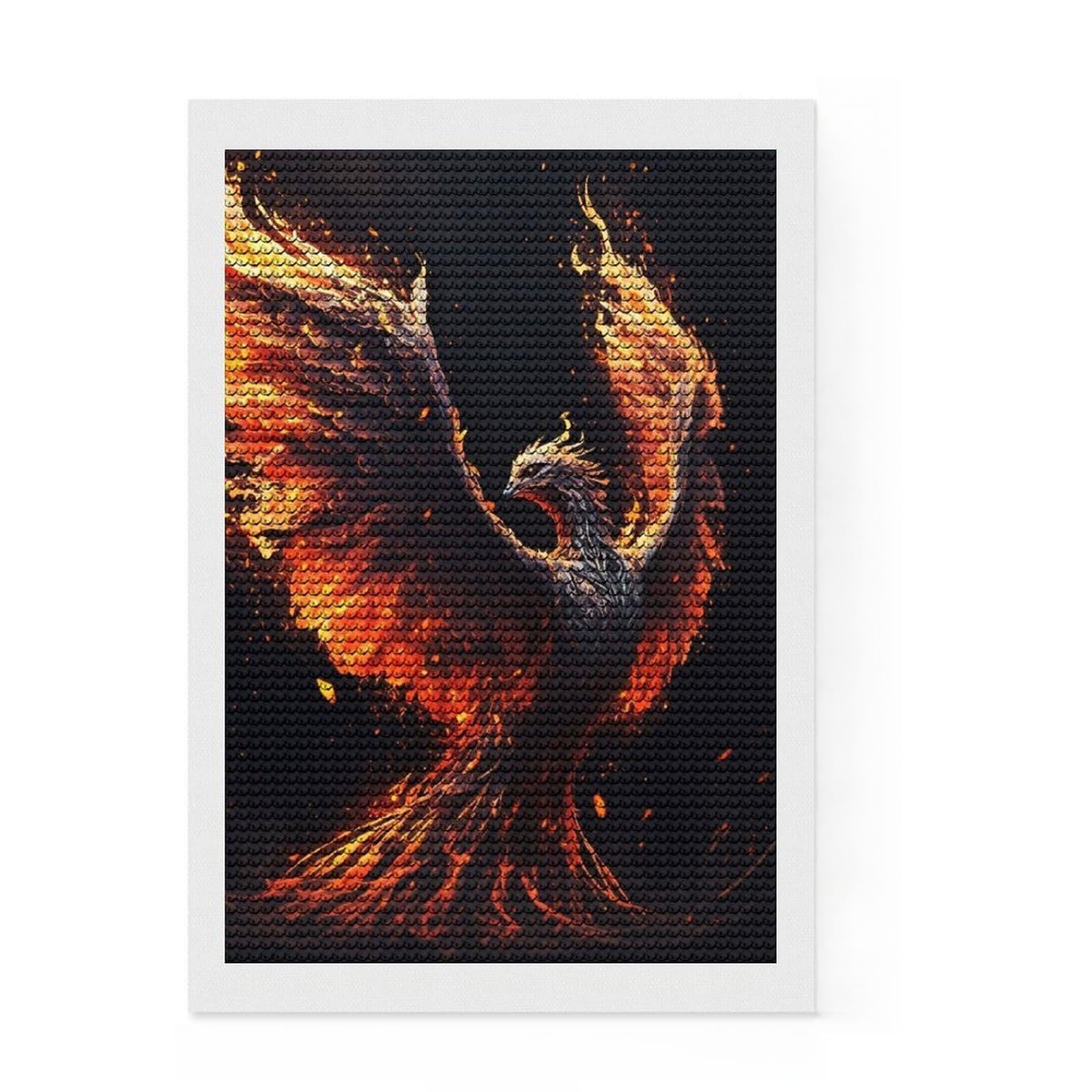 Junmoney Black Phoenix Diamond Art Kit 8"x12", for Teens, Enjoyable At-Home Hobby, Modern Decor, Birthday Gift, Easy to Enjoy
