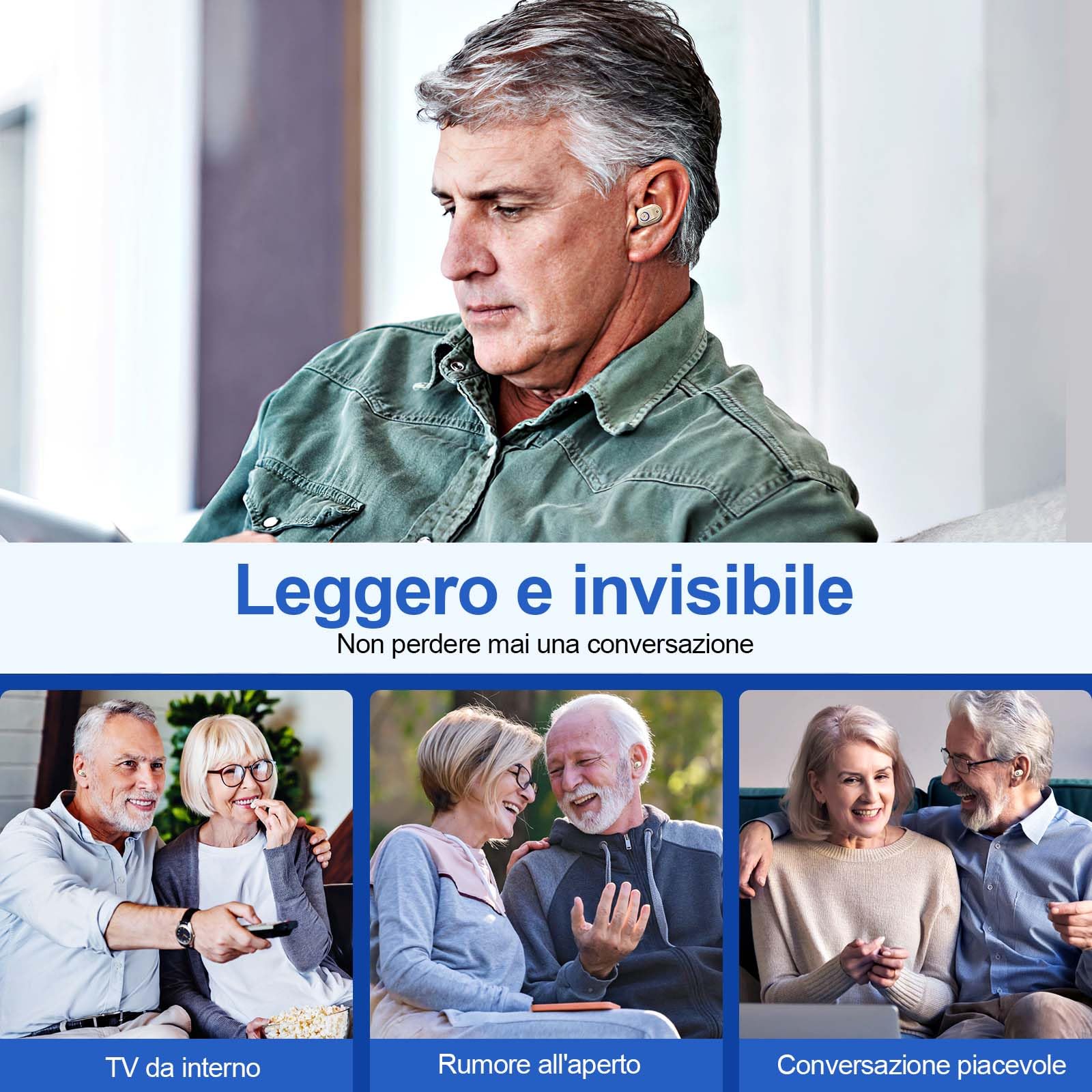 Cuffie Amplificate che Possono Rendere il Suono Più Forte，Uso Binaurale，Indicatore LED del Livello Della Batteria