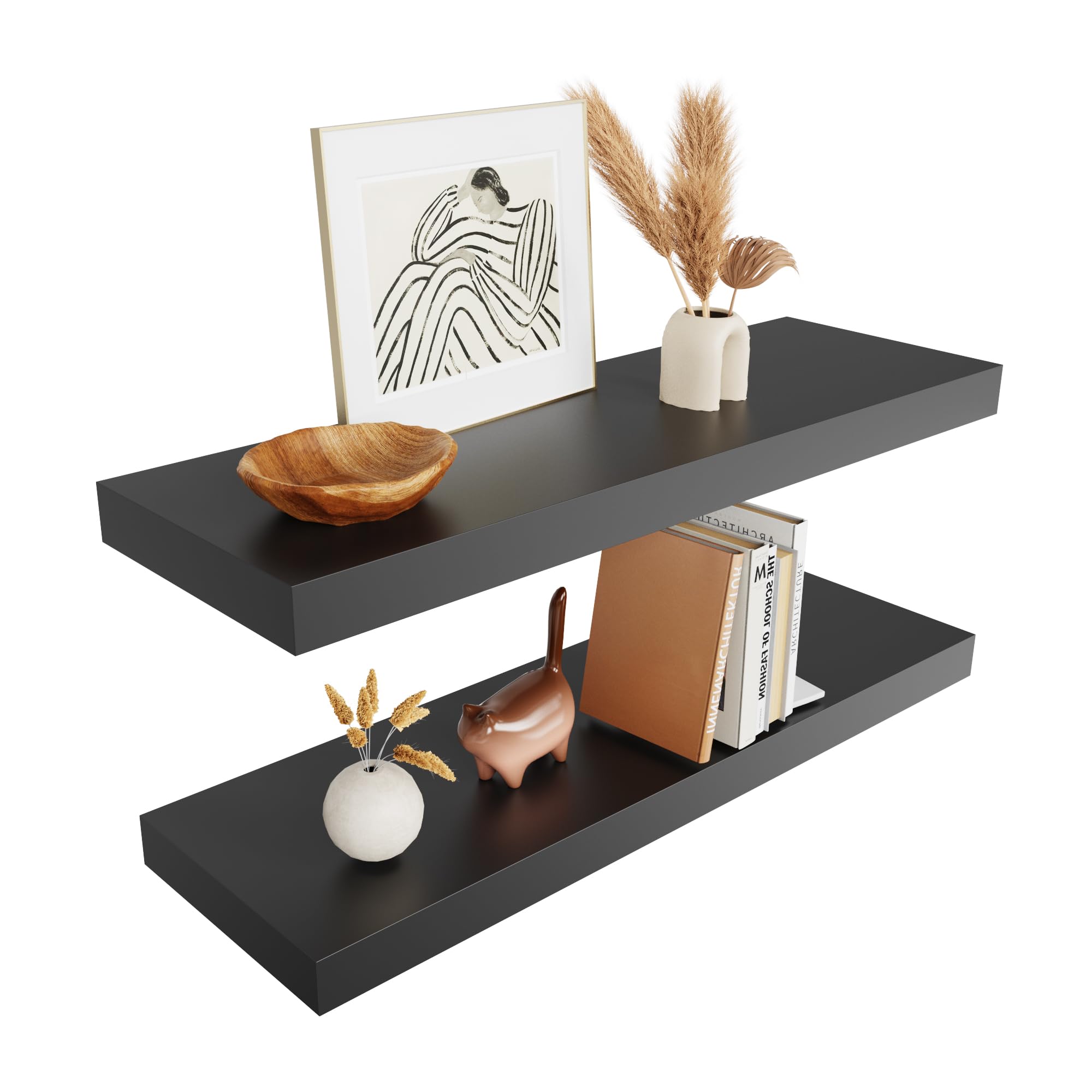 Merapi Schweberegale 3er Set – Weiß, 38x17 Cm, Robuste Wandregale Für Bad, Küche & Wohnzimmer