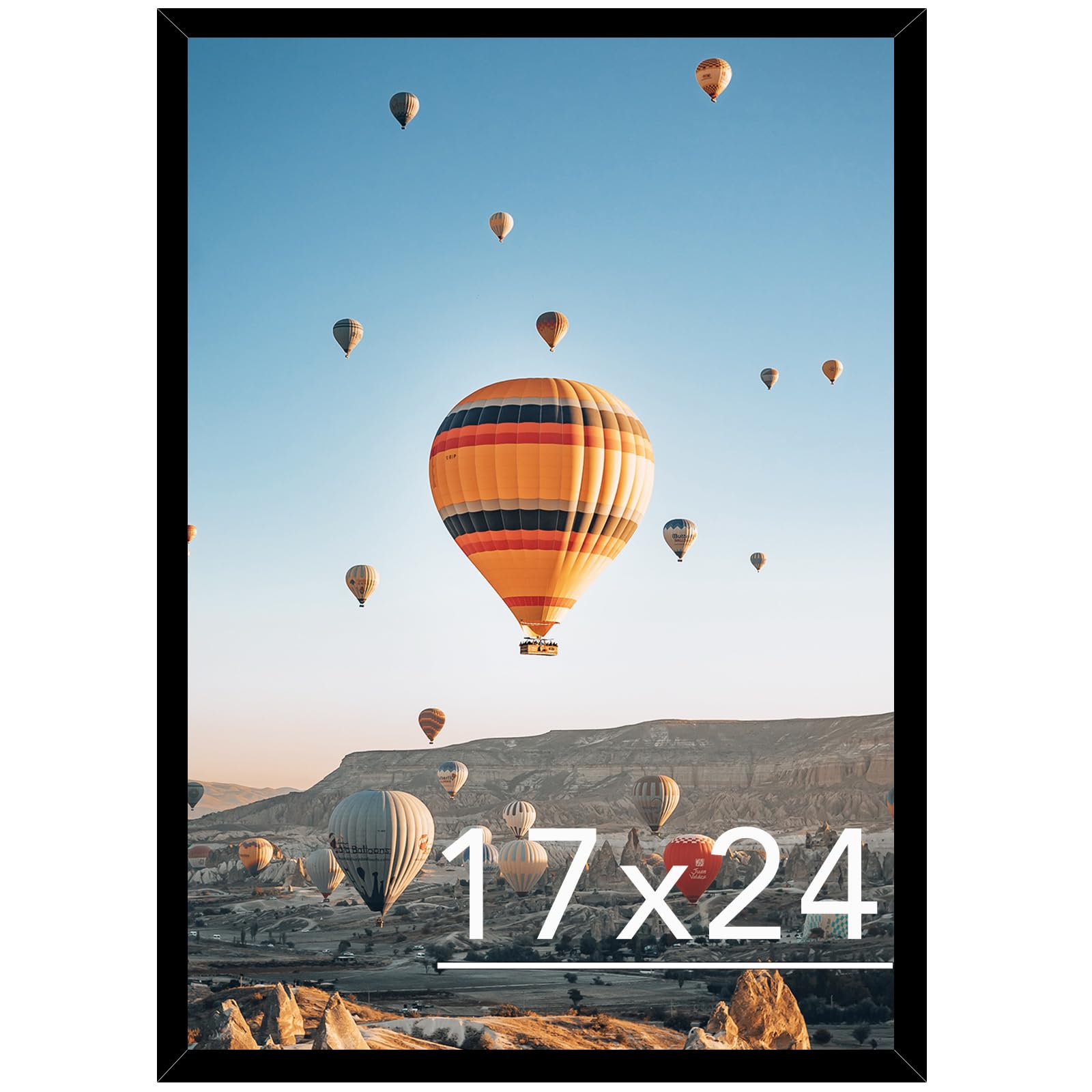 JCJMY 17x24 Picture Frame Black for Poster Photo Picture, Horizontal and Vertical Formats for Wall Hanging, 17 x 24 Wall Gallery Poster Photo Frame for 17 by 24 Photos Posters, Black