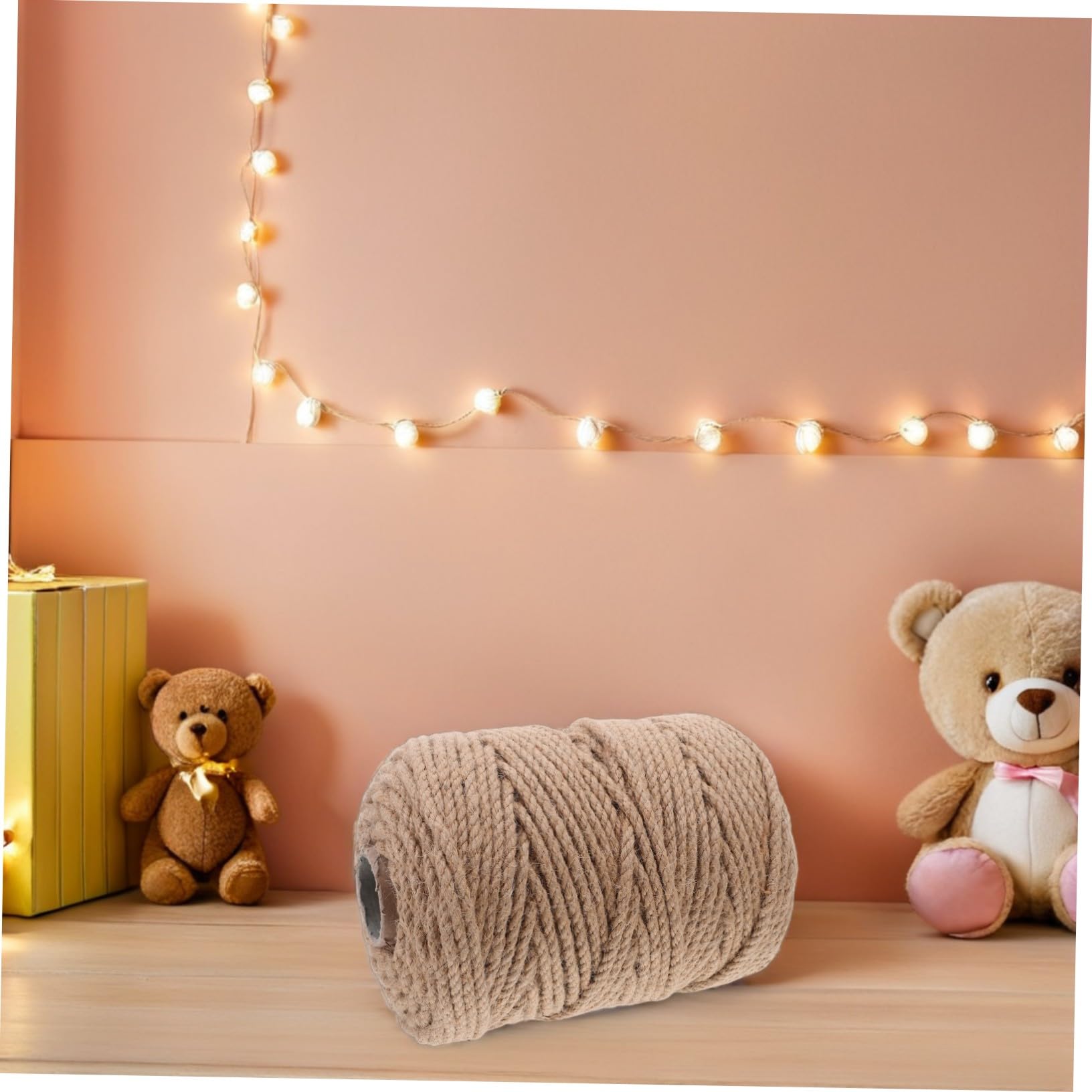 Tofficu Ficelle de Jute Naturelle Tressée pour Emballage de Colis Ficelle Décorative Bohème Corde à Tisser
