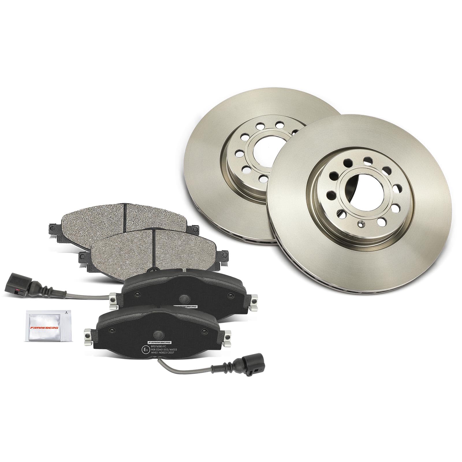 Frankberg Set freni incl. 2x Dischi Freno + 4x Pastiglie dei Freni Anteriore Compatibile con Passa.t Variante 3G5 CB5 Golf VII 5G1 BE1 BE2 BQ1 Replace# JZW615301H, 5C0615301B