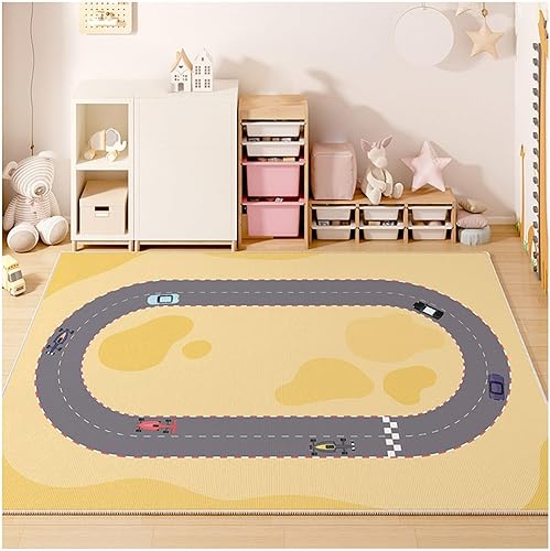 Alfombra de estacionamiento de 5 x 6.6 pies, ingeniería de ciudad, carreteras, tráfico, mapa, tren, automóvil, juguetes, tapete de juego,