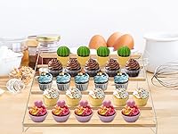 Vista 6 de 1 Packs Wood Acrylic Display Stand, 6-Step Tiered Wooden Display Shelf Risers Organizer, Tabletop Vendors Displays Shelves for Collectibles Pop