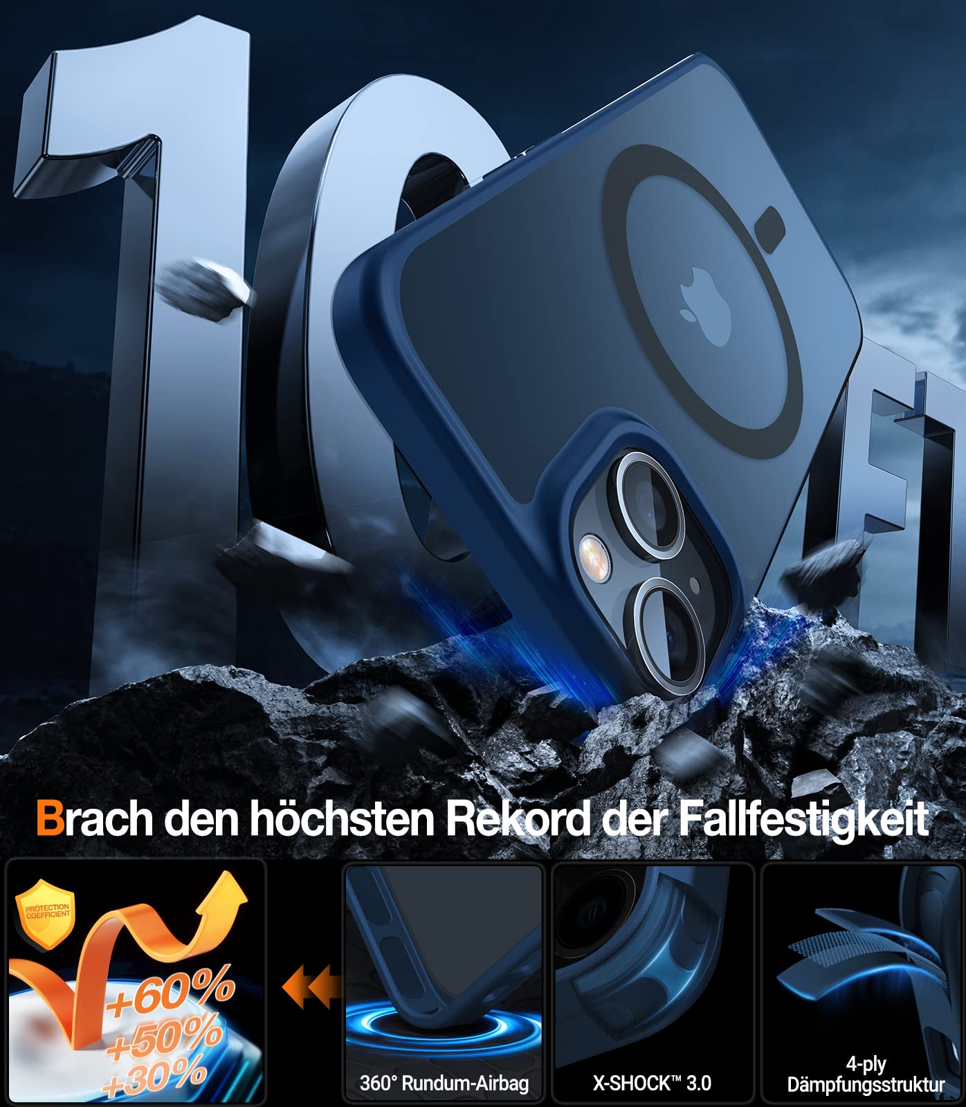 TORRAS Guardian-Mag Hülle Für IPhone 17 Pro – Militärschutz (4 M Fallschutz), MagSafe, 18N Magnetkraft, Matt Schwarz