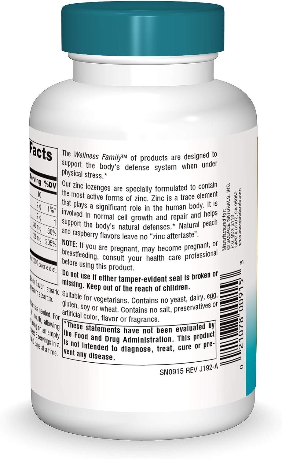 Source Naturals - Wellness Zinc Lozenges - 60 tabs