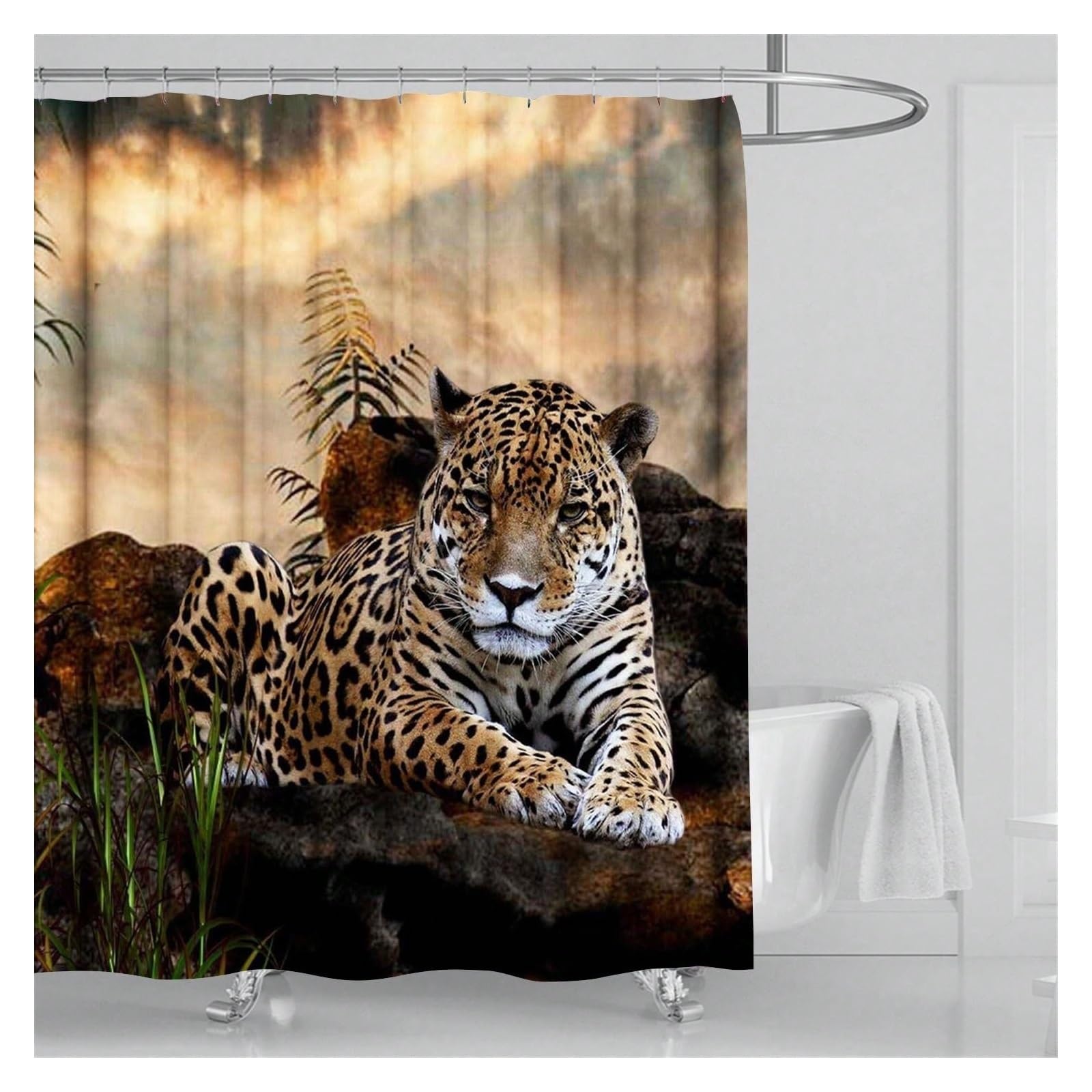 1 szt. zasłona prysznicowa Jaguar – ciesz się miękkim materiałem i naturalnymi wibracjami w swojej łazience(90x180cm)