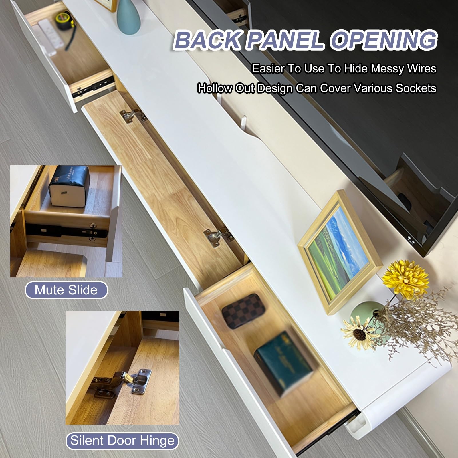 Moderne TV Wandhalterung mit Kabelmanagement Elegante Schwarz Schwimmende TV Konsole für Fernseher bis 60 Zoll Stilvolle Home Entertainment Lösung
