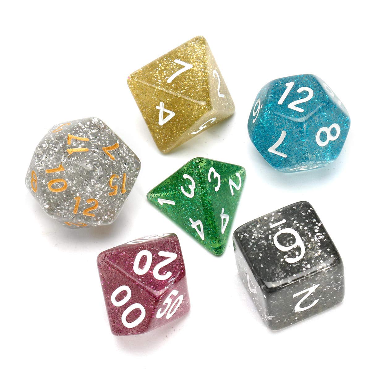 Lot de 42 dés polyédriques D20 D12 D10 D8 D6 D4 avec pochette en velours