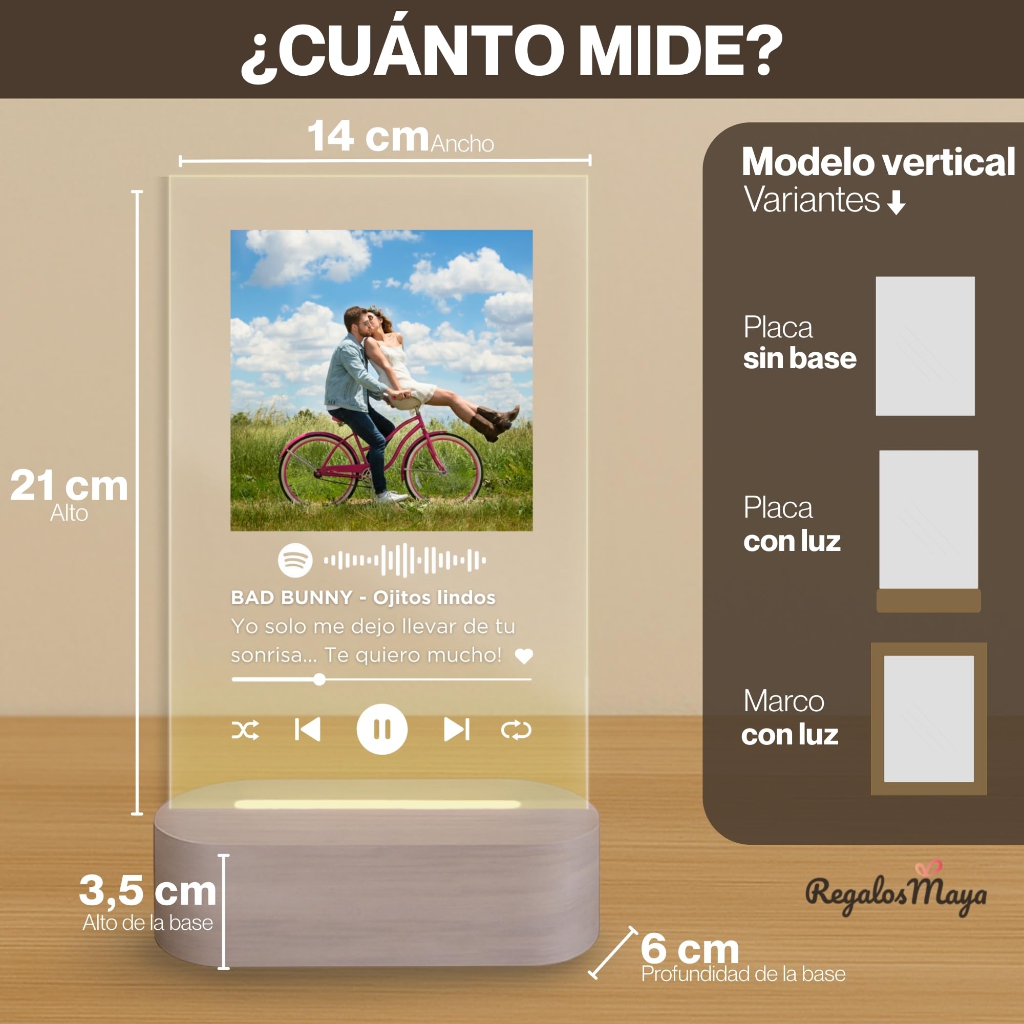 Lámpara Personalizada - Placa Spotify, Lampara con Foto y con Texto, Regalos Originales, Luz LED, Regalo Pareja, Amigos, Familiares, Regalos Personalizados, Placa de Metacrilato con Luz (SPOTIFY)