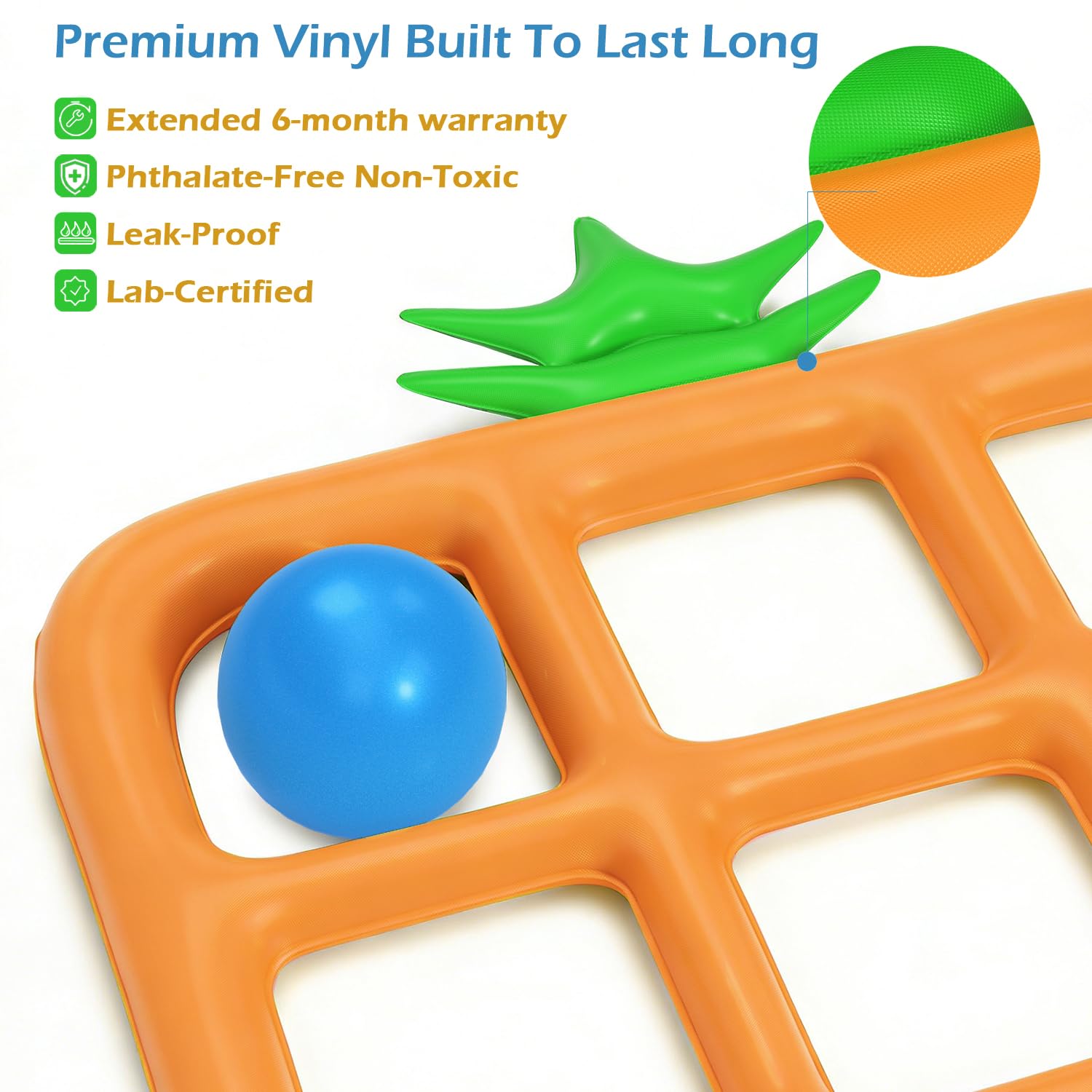 Jasonwell Tic-TAC-Toe Pool Toys Games - Giant Floating Tic TAC Toe Game Float with 10 Balls Pineapple Pool Game Party Toy Floats Yard Field Day Games Outdoor Beach Toys for Adults Teens Kids (Orange)