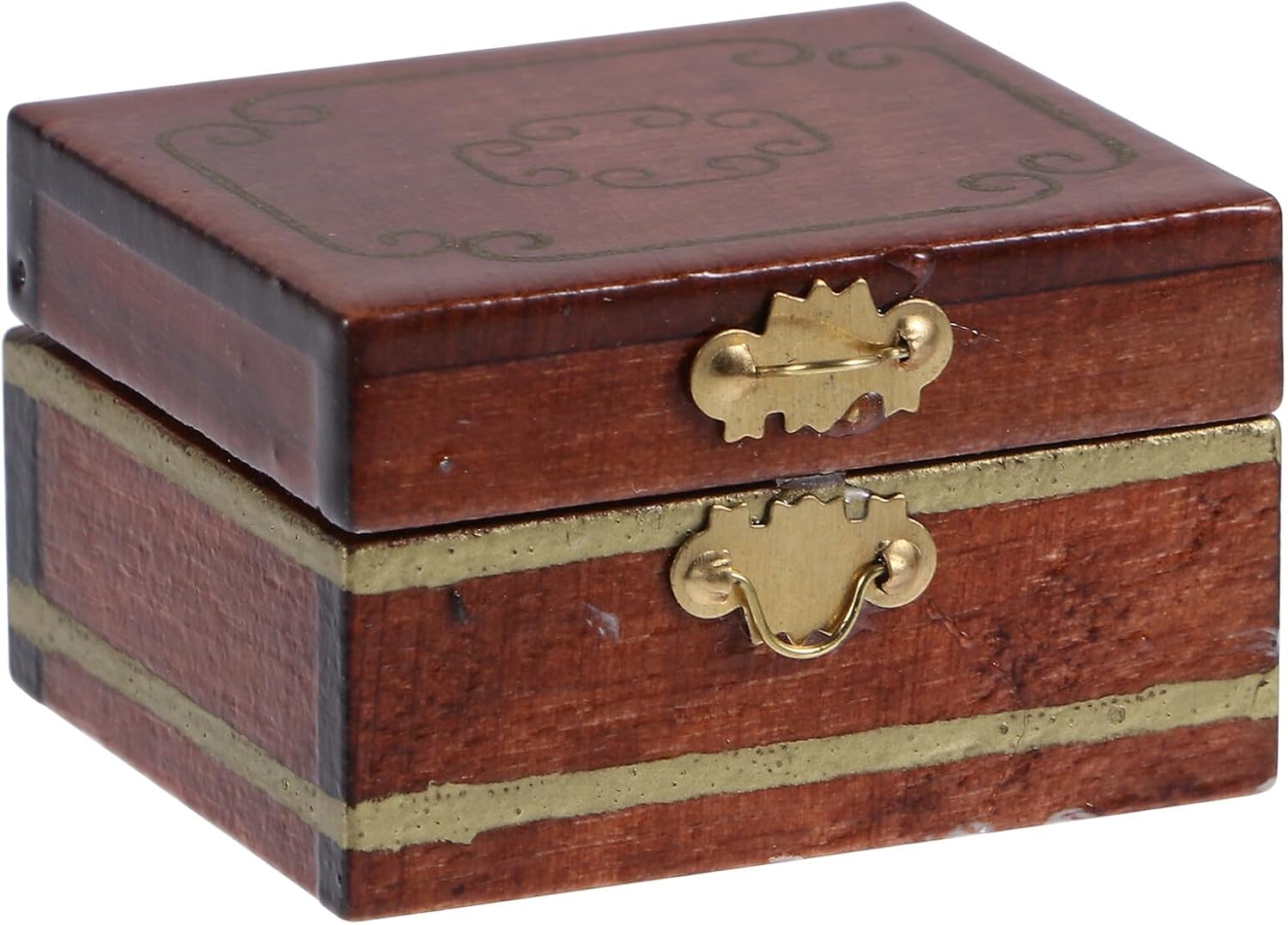 ERINGOGO Miniature Jewelry Box Ornament Mini Wood Jewelry Case for Dollhouse Decor DIY Accessories Small Collectible Cosmetic Storage Display