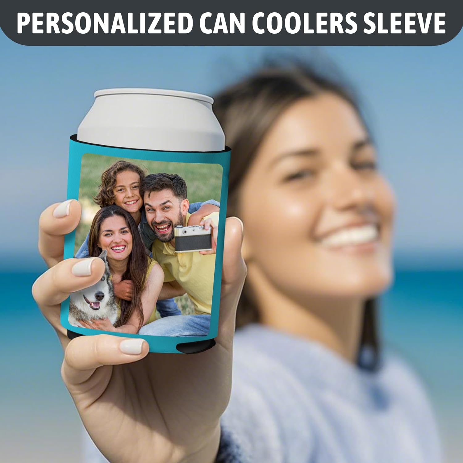 200 Pack Custom Can Coolers Sleeves Bulk, Personalized Insulated Beverage Beer Cooler Drink Holder with Text Logo Image Sleeve for Wedding Favors, Graduation, Parties, Gift (200)