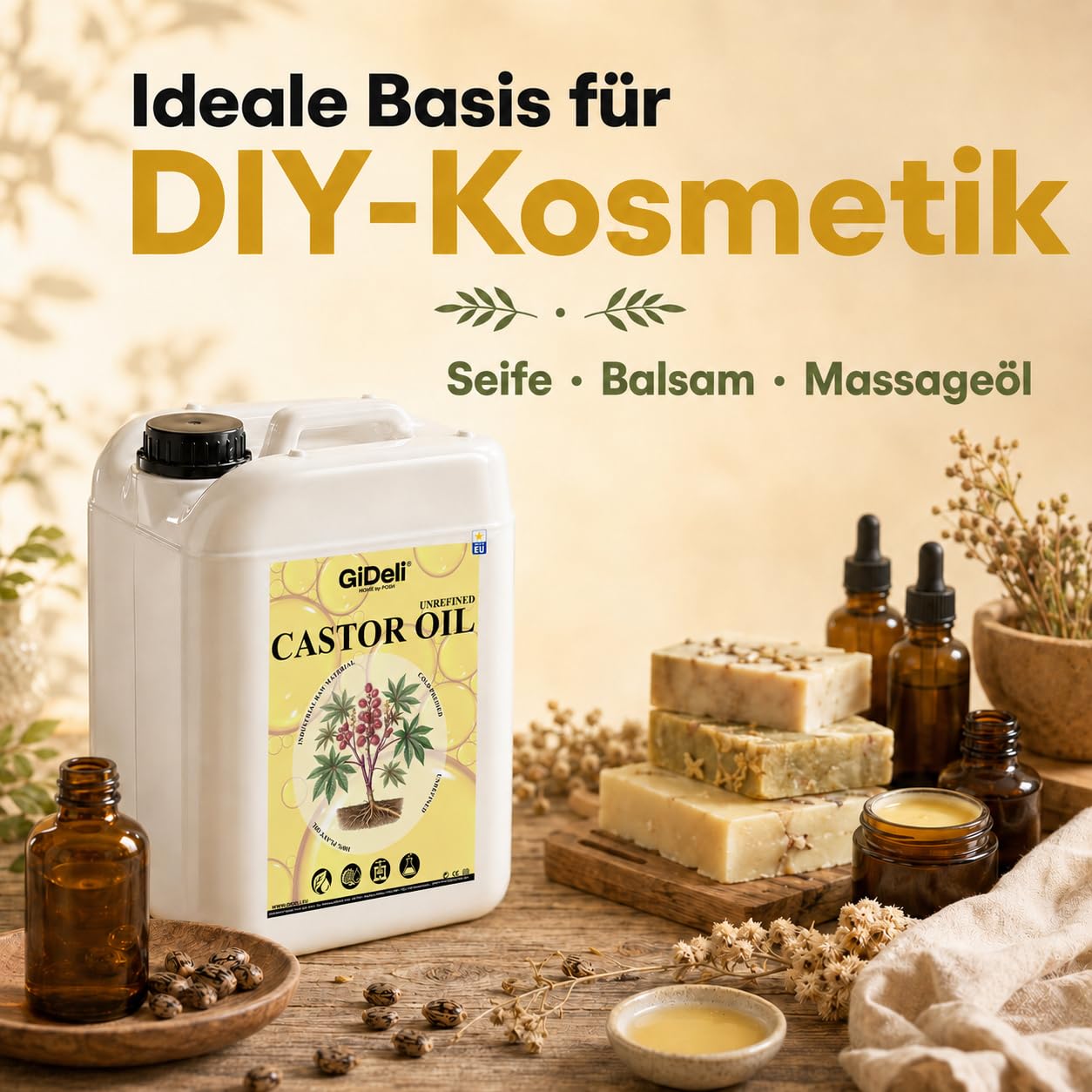 GiDeli Rizinusöl Kaltgepresst 10L Castor Oil Ph. Eur. für Haare und Haut