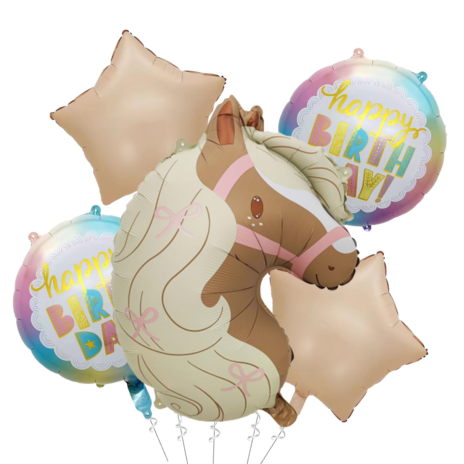 Huhaokejis 5 Pieces Horse Balloon, Horse Theme Birthday Party Accessories Balloon for Decoration, Horse Balloons Decoration Birthday Set, Parties and Birthdays (Multicolor A)