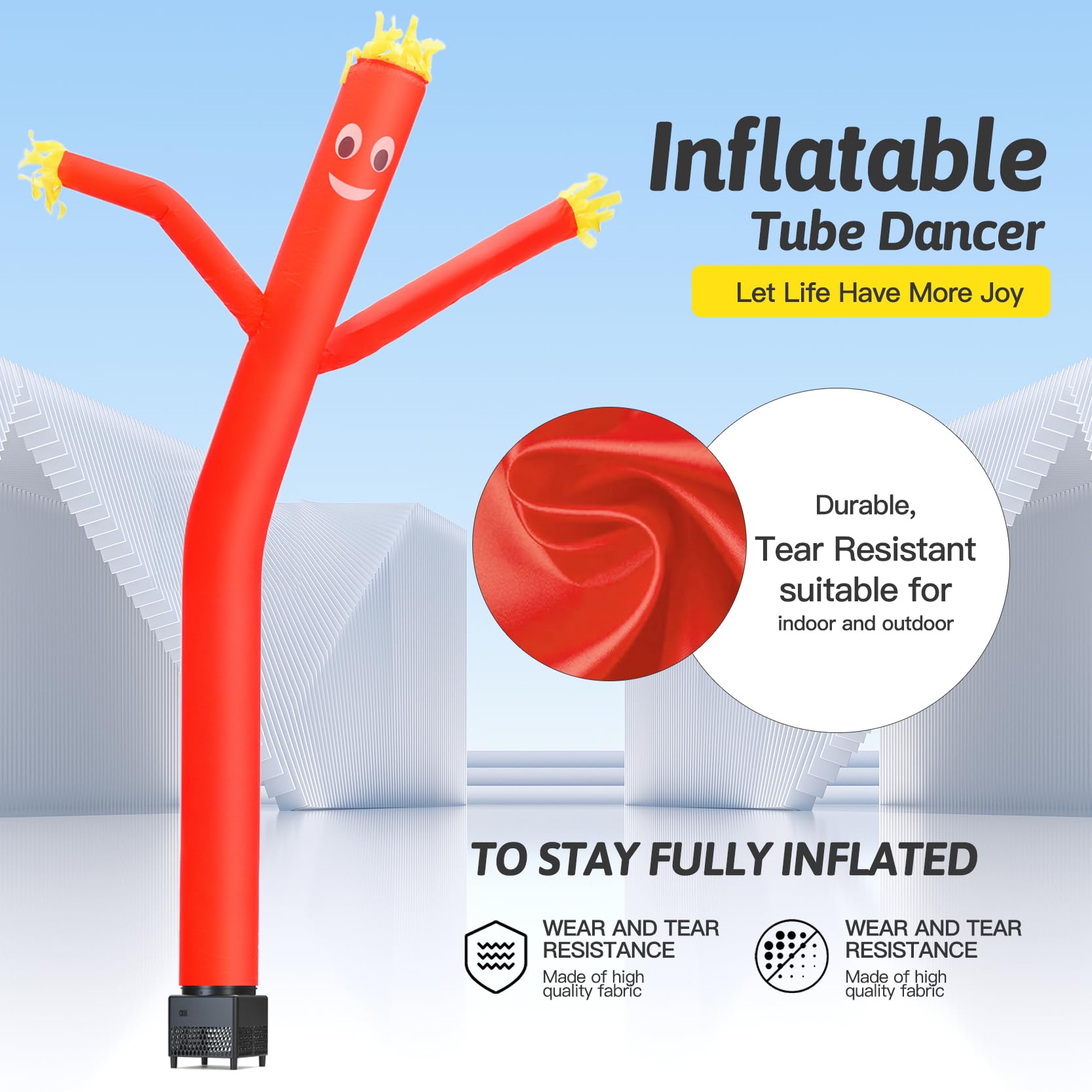 1,8 m Roter Himmel Luftpuppe Tänzer Aufblasbarer Winkschlauch Mann mit Lichtern & eingebautem Gebläse - Wacky Waving Dancing Tube Guy for Business Promotion Stand Out Christmas Advertising
