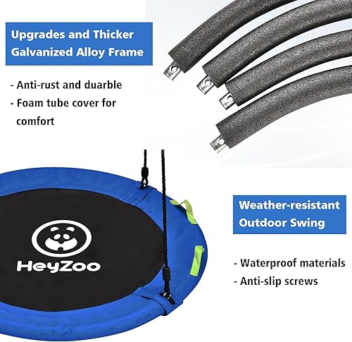 Miniatura 2 de Columpio de Árbol, Columpio de Platillo Volador de 102 cm para Niños, Capacidad de Peso de 406 kg, con Correas Ajustables para Colgar, para Patio