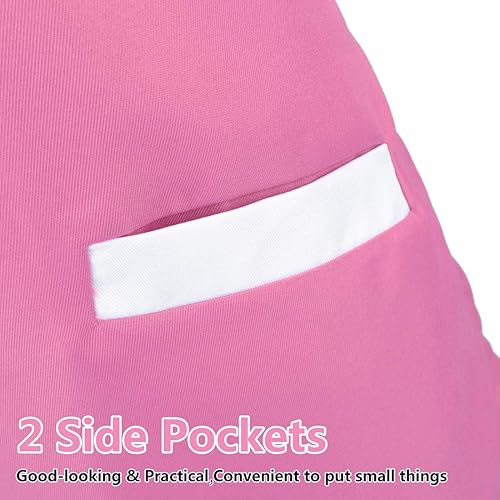 Miniatura 7 de Surrui Peluquero Peluquero Delantales con Bolsillos Peluquero Delantal Camarera Sin Mangas Chaleco Ropa de Trabajo Rosa, Rosado