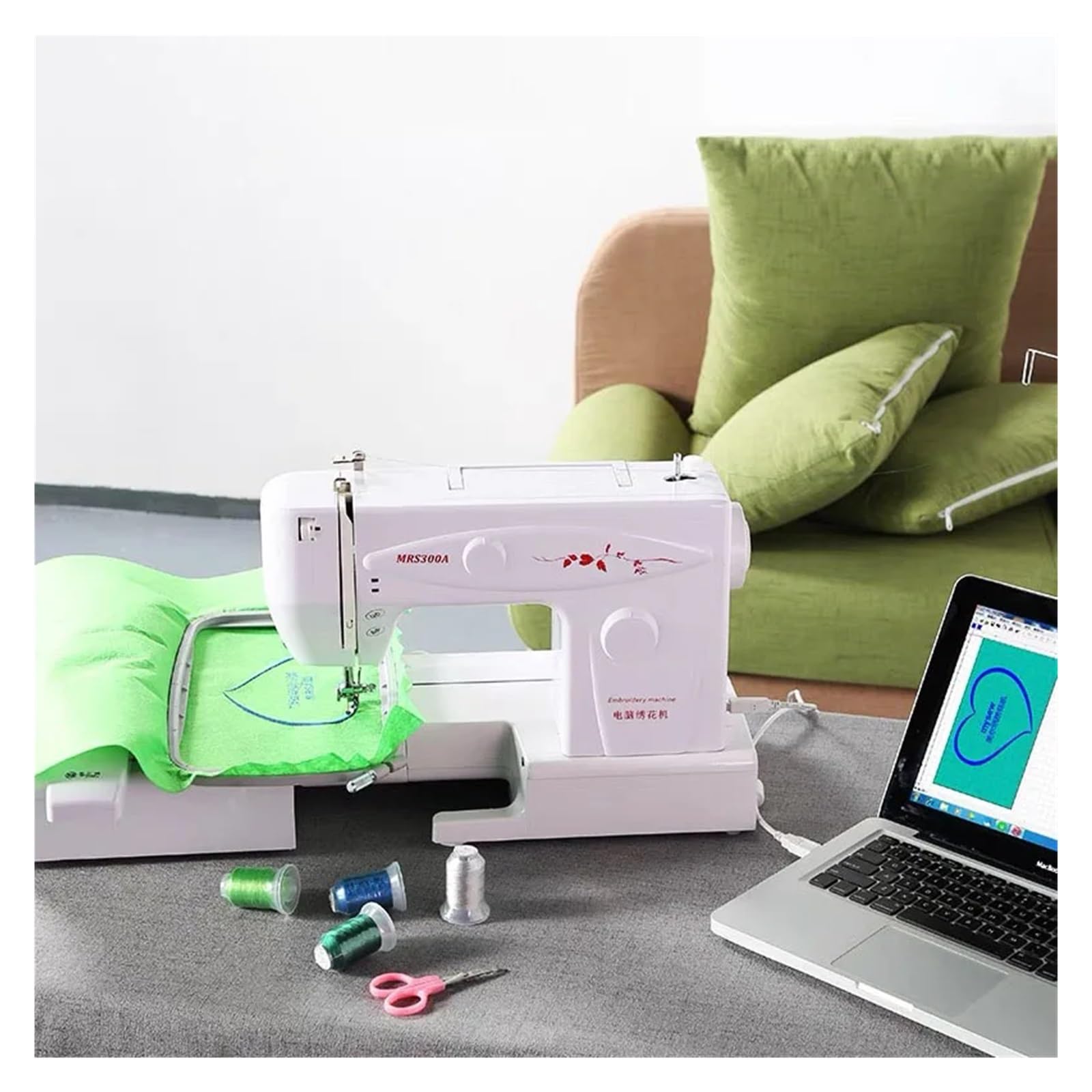 Máquina De Bordado Automática Por Ordenador Mrs300A, Máquina De Coser Pequeña For Bordado Comercial Doméstico, Máquina De Bordado Automático FáCil De Usar