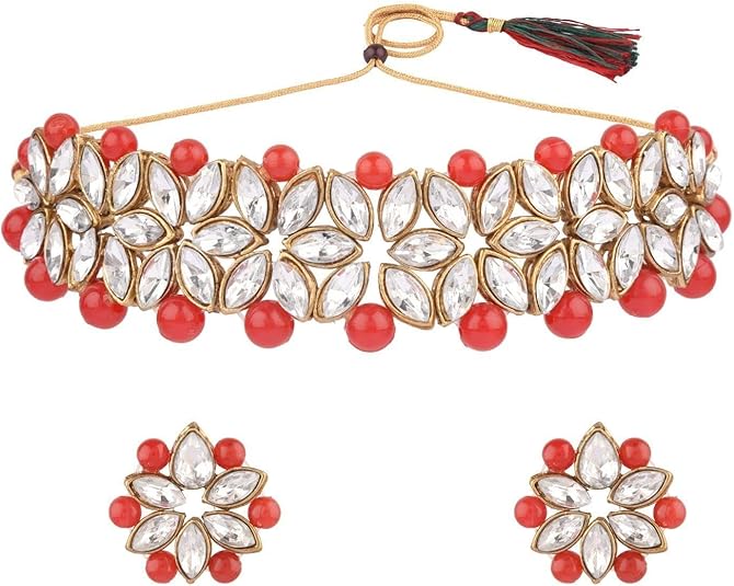 Efulgenz Crystal Kundan Pearl Rhinestone Indian Boho Floral