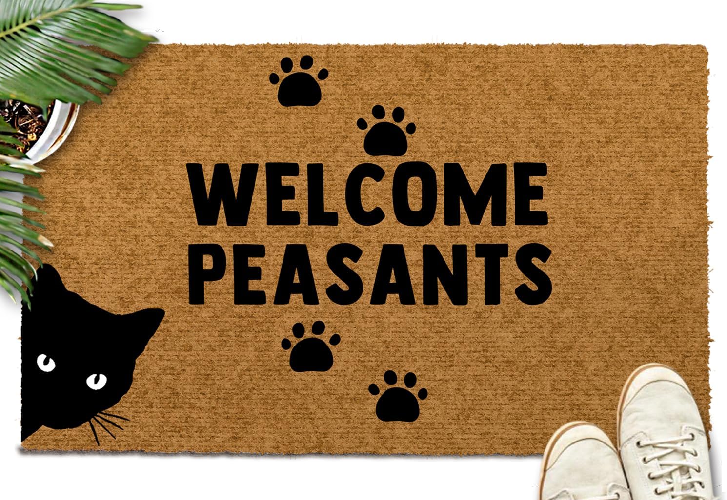 Welcome Peasants Personalized Door Mat Coir Welcome Mat Funny Door Mats Outside 23.5x15.7 Inch