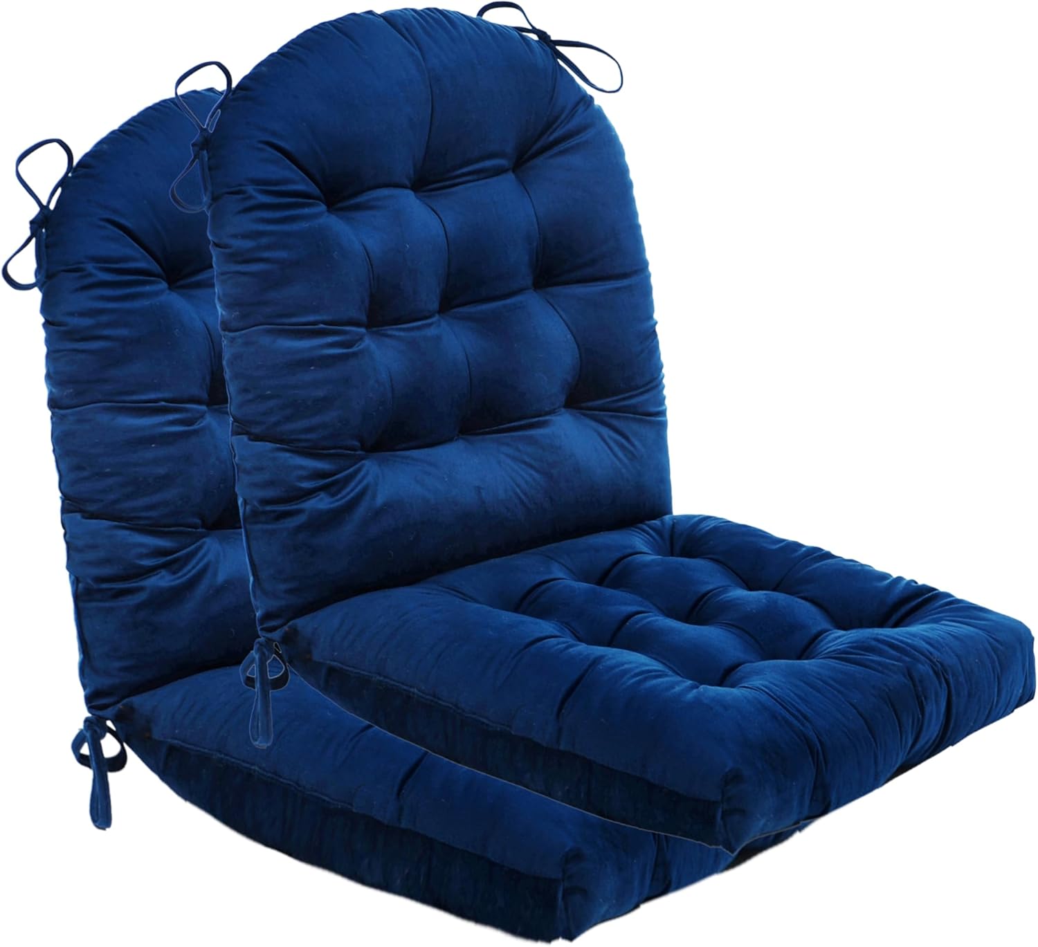 Set of 2 High Back Tufted Outdoor Chair Cushion, 44 x 21 Inch, Water Repellent, Outdoor Dining Chair Cushions with Ties, Patio Seating Cushions for Garden Patio Furniture (Angola Red)