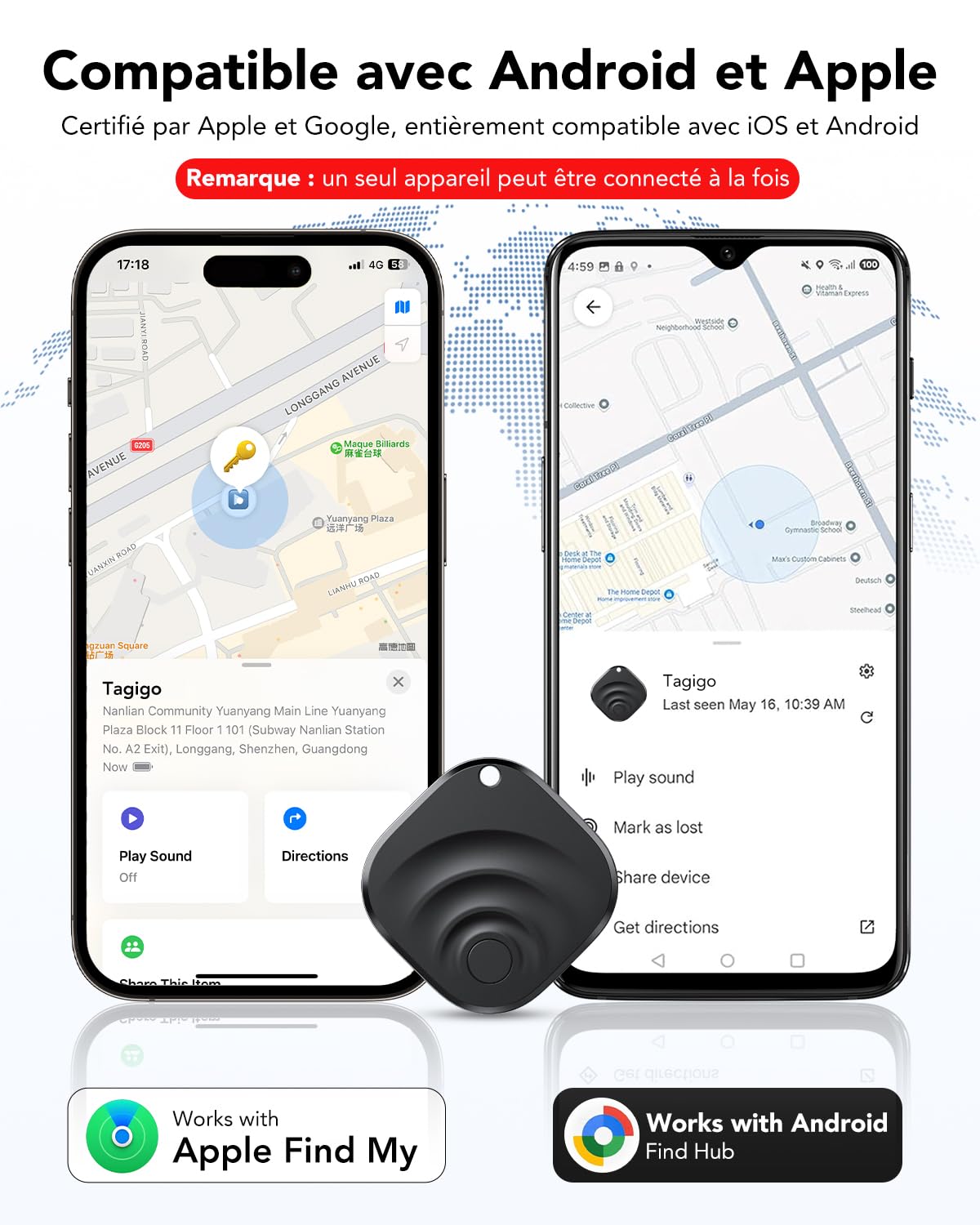 4 Pack Dual System Air Tracker Tag per iOS e Android Localizzatore Bluetooth Smart Tags compatibile con Apple Find My (iOS) e Google Find Hub (Android) per chiavi, bagagli, portafogli, veicoli