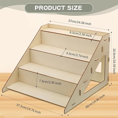 Miniatura 2 de FOBSME Elevador de exhibición de madera al por menor de 4 niveles, mercado de agricultores de madera, feria de manualidades, estante de exhibición