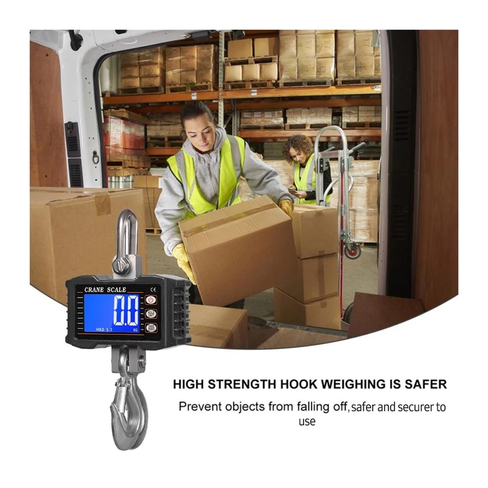 Escala colgante, 1000kg/2204lb Báscula digital colgante para grúa | Incluye cambio de unidades, pantalla digital legible y diseño portátil para almacenes, talleres y pesaje industrial.