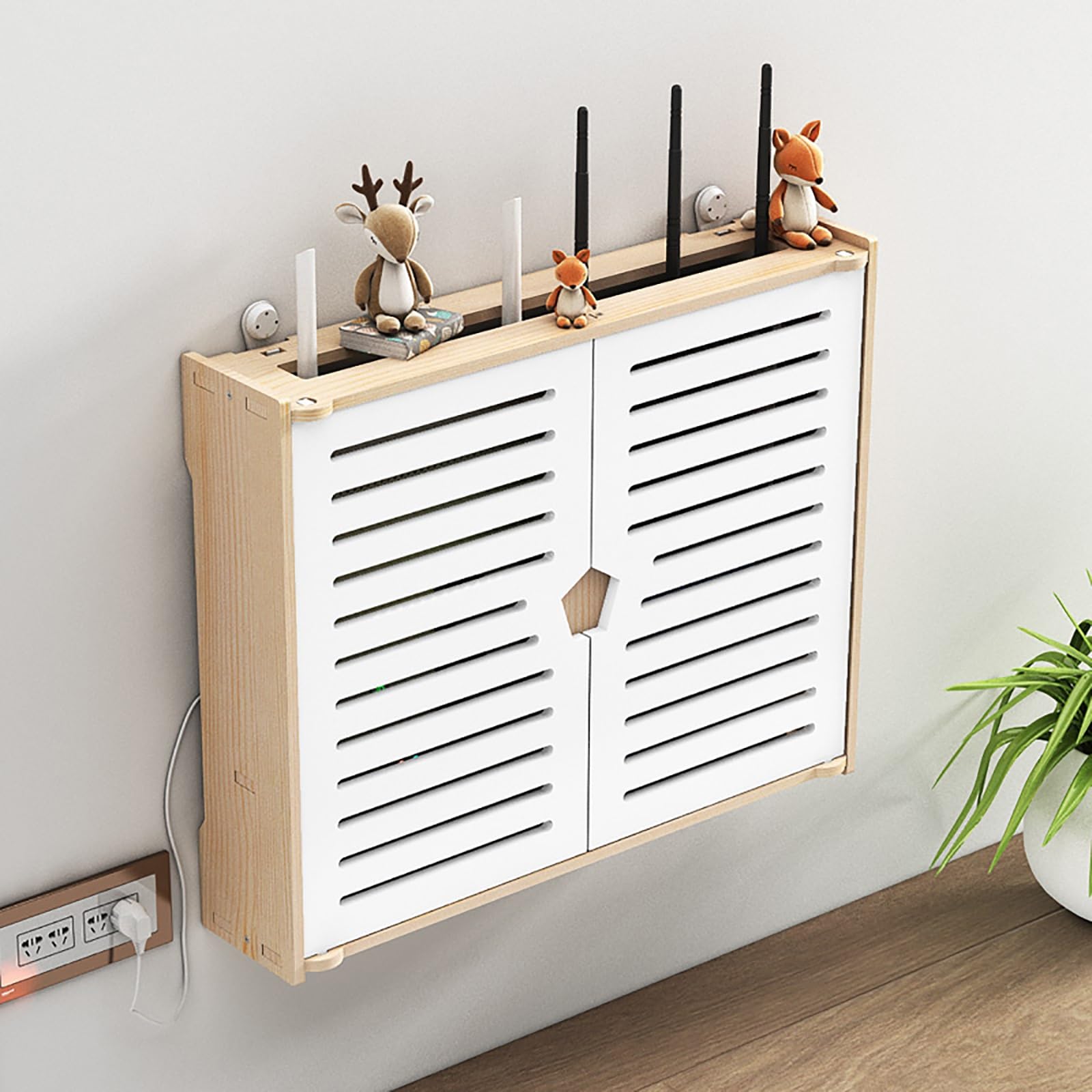 Étagère murale pour routeur WiFi, boîte de rangement et armoire en bois, solution de gestion des câbles, assemblage facile
