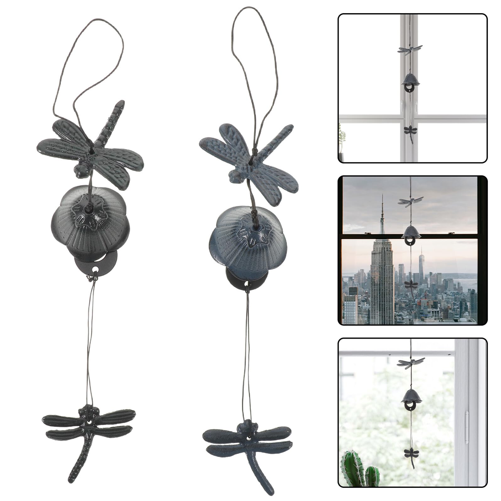 Carillón de Viento Japonés de Hierro Fundido, 2 Piezas | Colgante para Jardín y Patio, Sonido Suave, Resistente Intemperie, Decoración Exterior