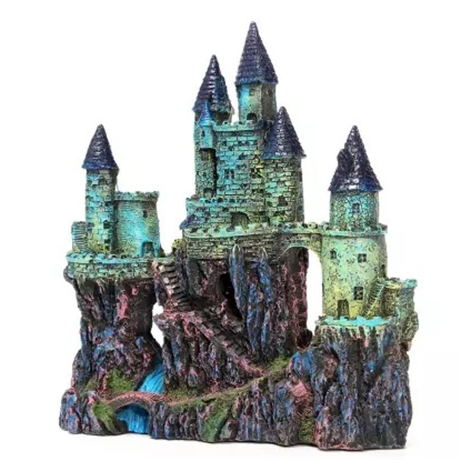 Super Castle Ornamento Acquario Decorazione Big Resina Extra Grande Re Castello Giardino Paesaggio