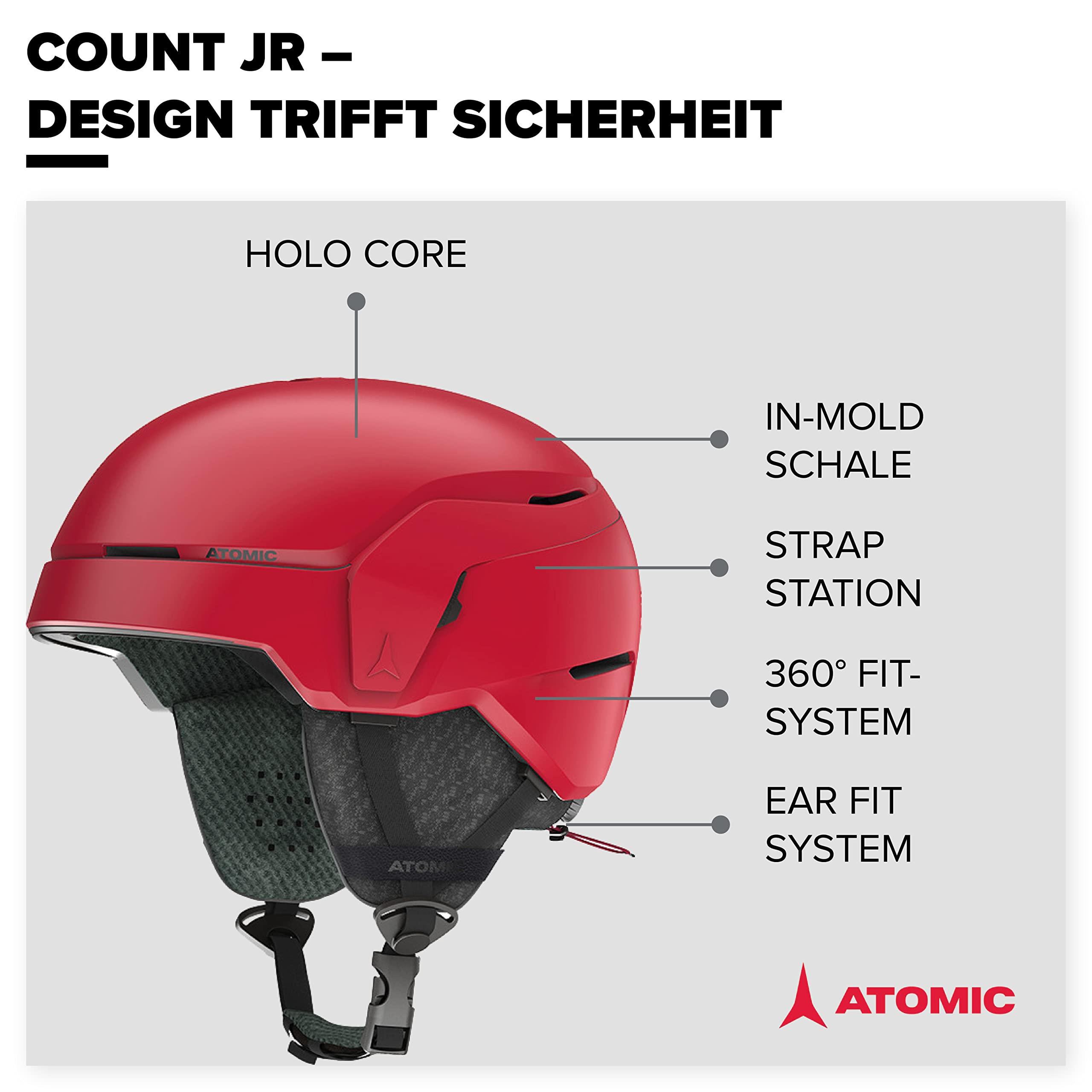 Amazon | ATOMIC Count JR ヘルメット ユース ユニ レッド (レッド) 48