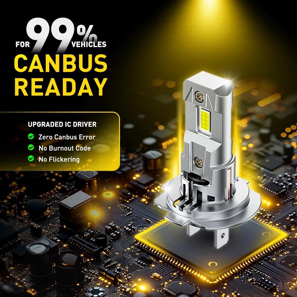 Faro LED 2 pezzi faro per auto H7 luci a LED fascio alto basso formato 1:1 wireless 16 pezzi chip CSP impermeabile Luce Guida Diurna