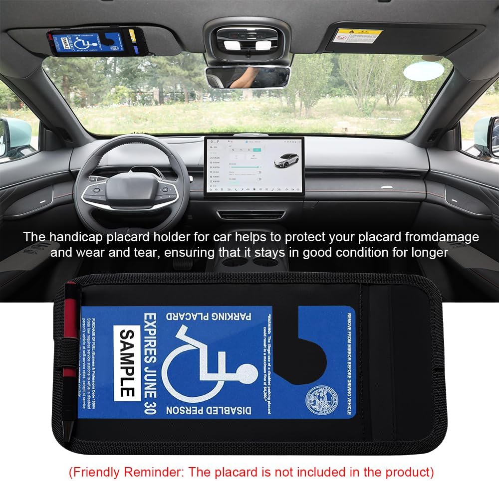 2PCS Handicap Placard Holder for Auto, Disabled Parking Permit Sign Protector for Car Visor, Visor Handicapped Placard Holders with Pen Holder Card Slot, Visor Accessories for Disability Parking image 5