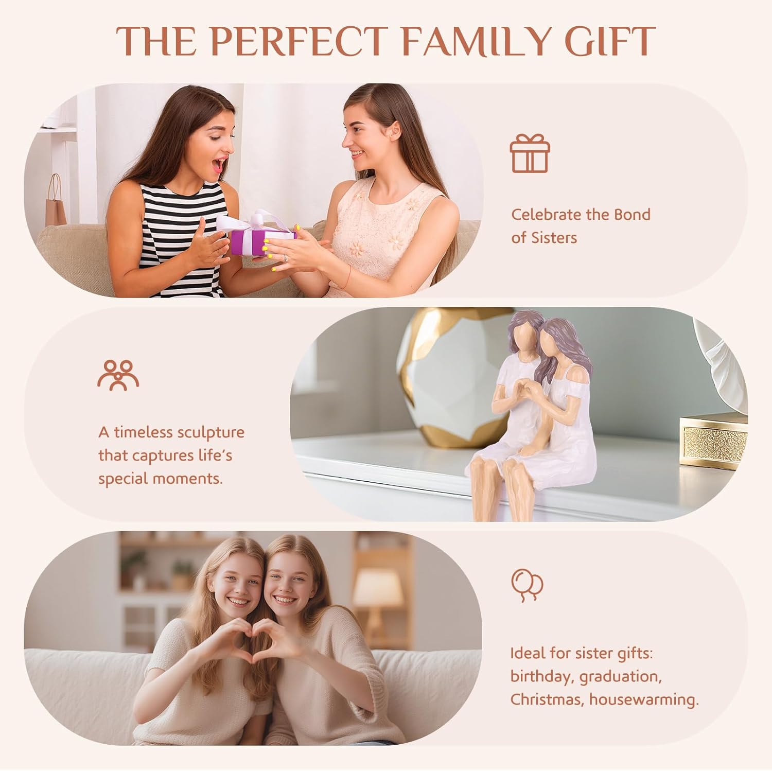 Sister Friendship Figurine – Meaningful Best Friend Birthday Gift for Women, Sisters by Heart, Soul Sisters, Sister in Law, Mothers & Daughters, or Long Distance - Image 6