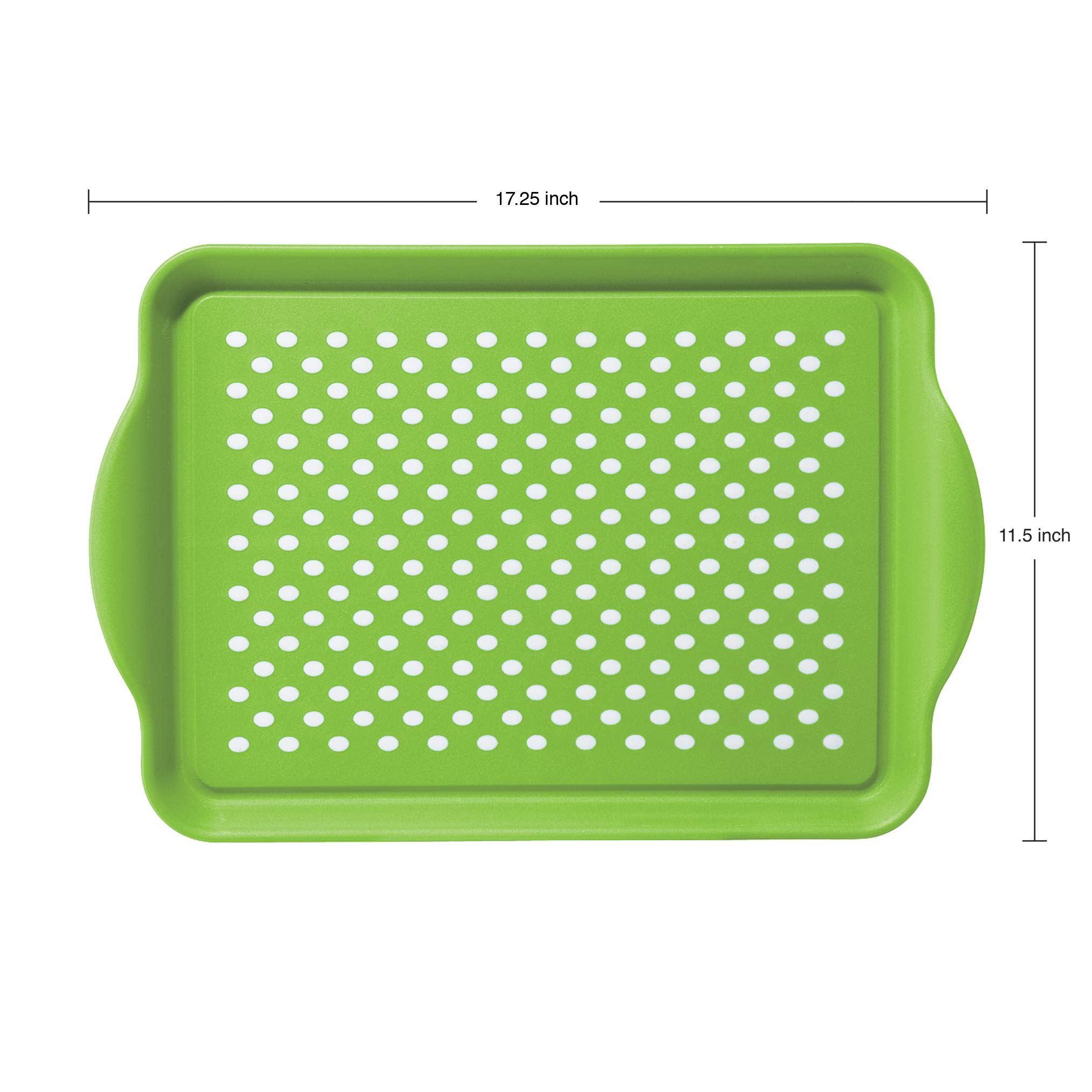 OGGI Vassoio da portata rettangolare verde, 44,5 x 29,2 cm, antiscivolo, lavabile in lavastoviglie, ideale per alimenti, organizzazione e pulizia