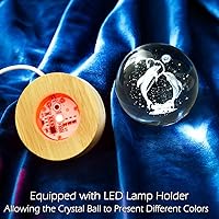 Vista 4 de Regalo de delfín - Figurillas de delfines 3D en bola de cristal de 60 mm, esfera de vidrio grabada con láser, decoración del hogar con base de luz