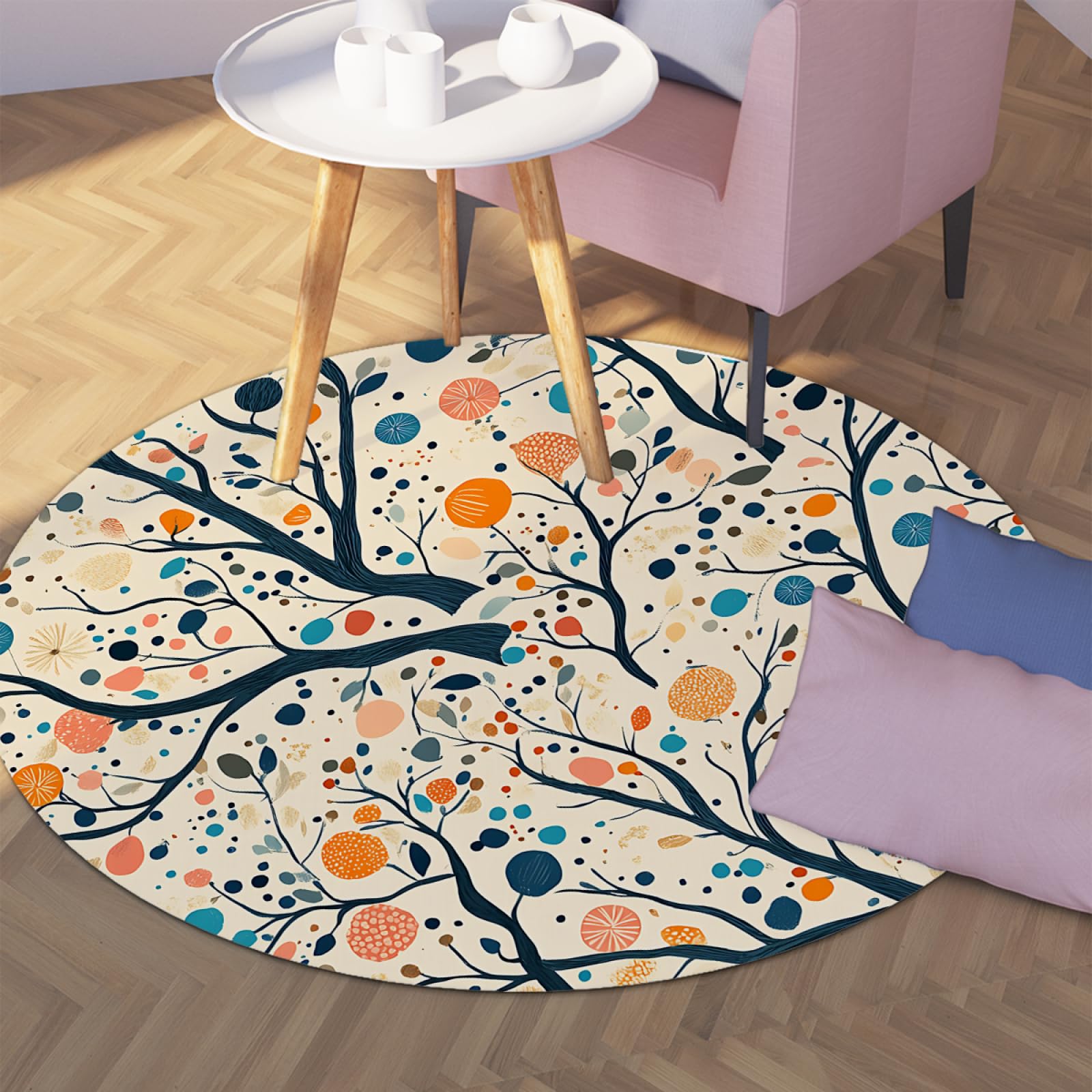 Kolorowe okrągłe dywaniki etniczne moda salon wejście dywan boho 120 cm kolorowe kropki okrągły dywan można prać w pralce miękki do gabinetu