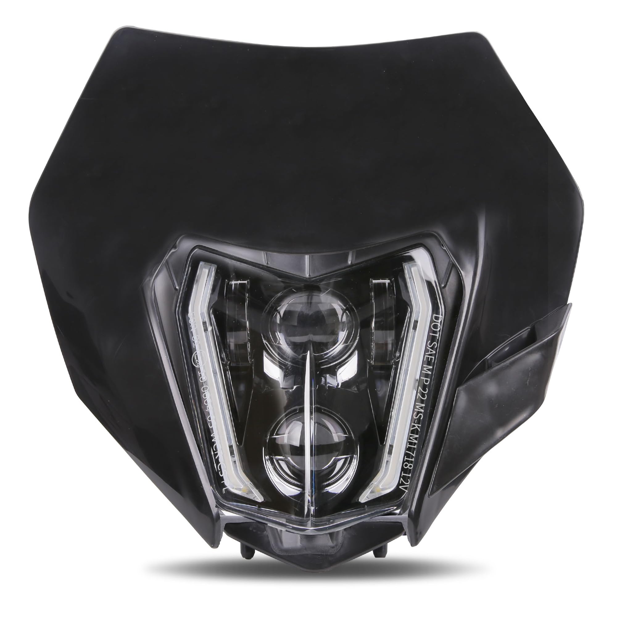 Phare Moto Universel AHL 12V - Métal Noir, Ampoule Halogène 35/35W, Compatible Kawasaki, Honda, Suzuki, Yamaha, Ducati