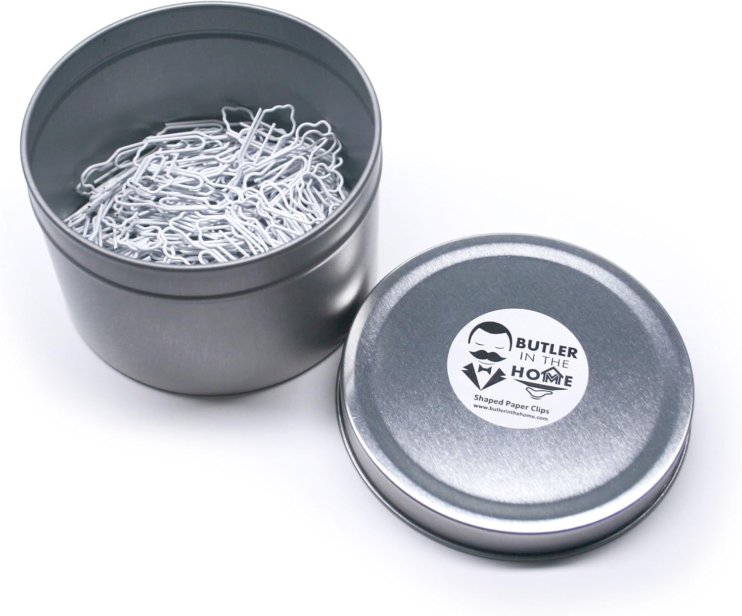 Butler in the Home Automobile Race Car Shaped Paper Clips Great for Paper Clip Collectors or Office Gift - Comes in Round Tin with Lid and Gift Box (100 Count White) image 3