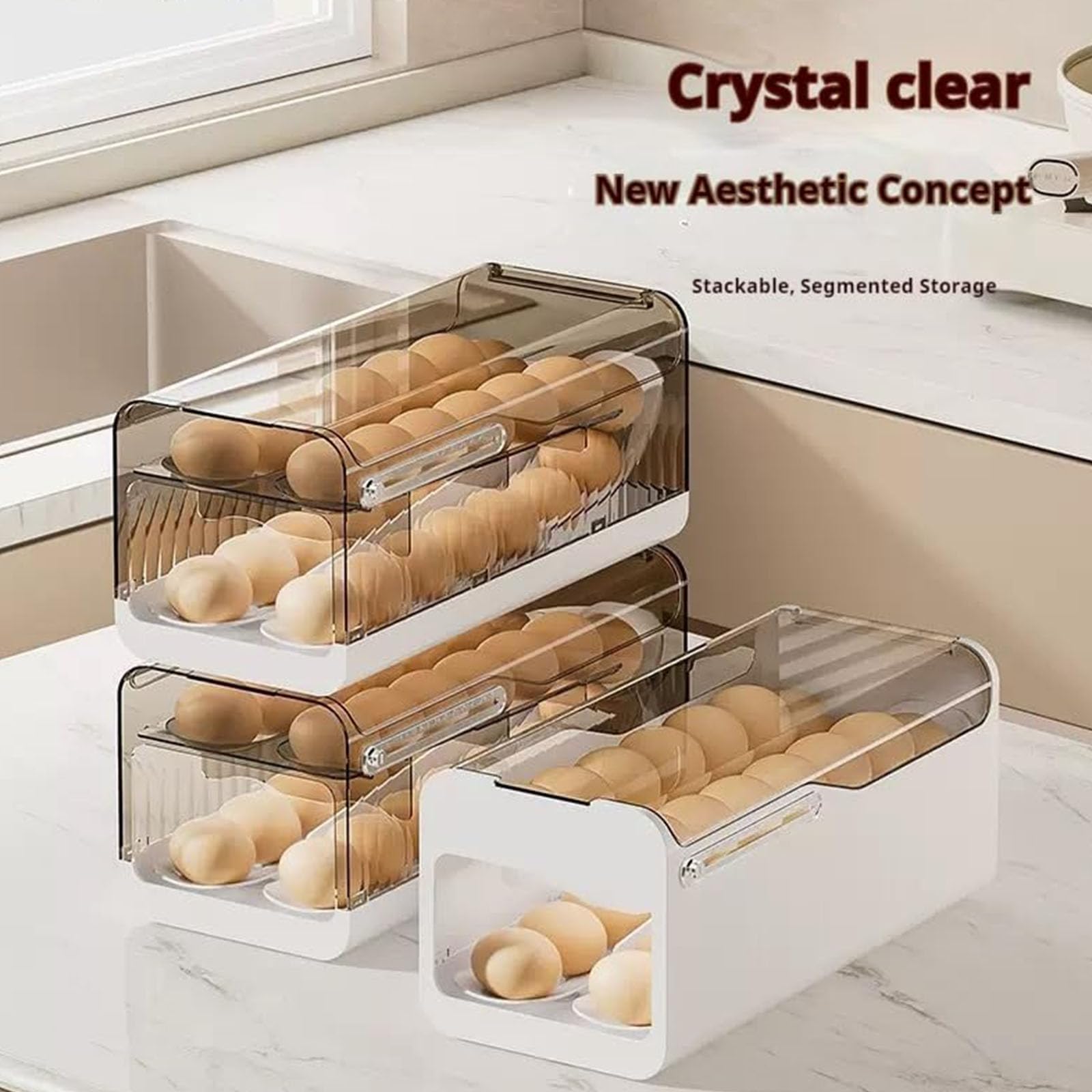 Soporte ergonómico para huevos con función de despliegue suave, perfecto para organizar y proteger el refrigerador de la cocina, contenedor de huevos rodantes