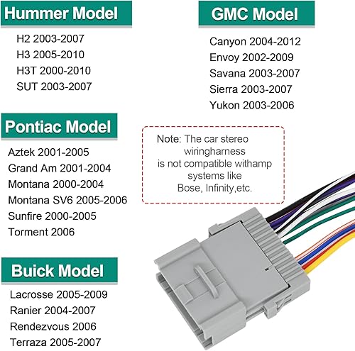 Miniatura 4 de Arnés estéreo de repuesto para automóvil, repuesto para Chevy Silverado GMC Sierra, Chevrolet Suburban Colorado Malibu Corvette Cavalier Blazer