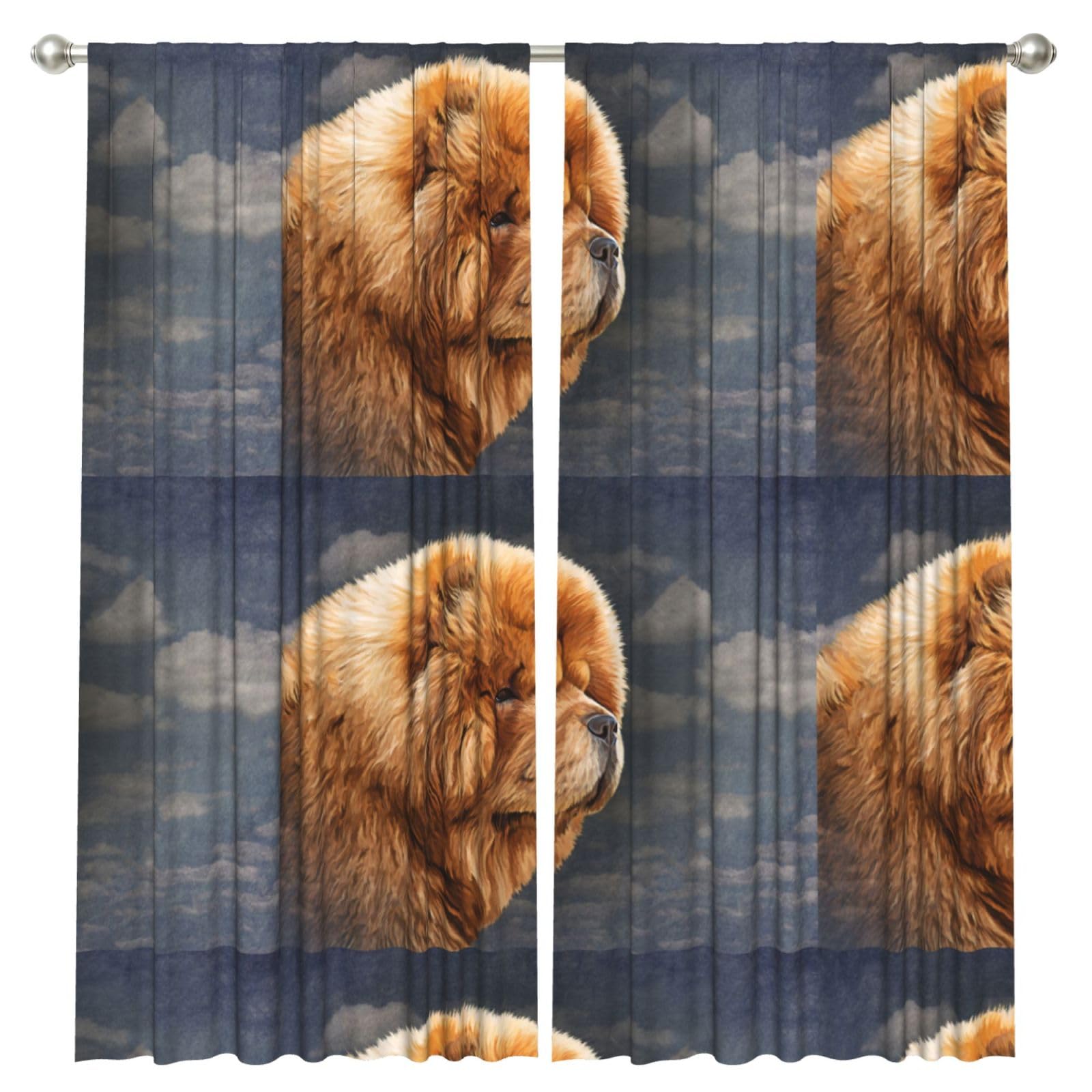 InOmak Chow Dog Vintage, 2 Panels Window Curtains 52 x 84 Inch Blackout Curtains for Living Room Bedroom