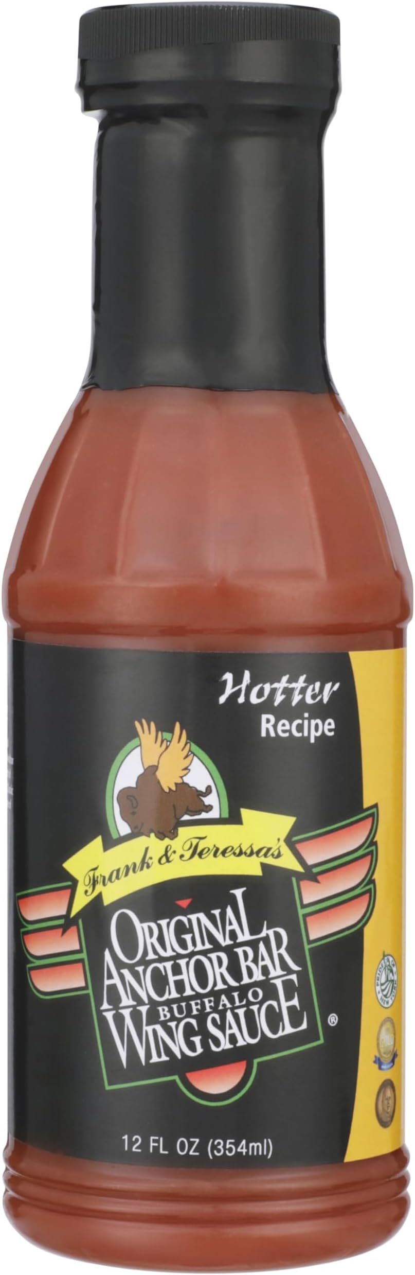 Anchor Bar Original Buffalo Wing Sauce, Hotter Recipe, 12 fl oz | Authentic Buffalo Wing Sauce | Classic Tangy & Spicy Condiment for Wings, Chicken & Dipping