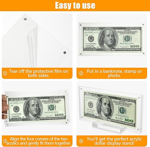 Miniatura 4 de 4 marcos acrílicos para billetes de dólar, soporte para billetes de dólar, pantalla acrílica, marco de exhibición de monedas, marco de papel